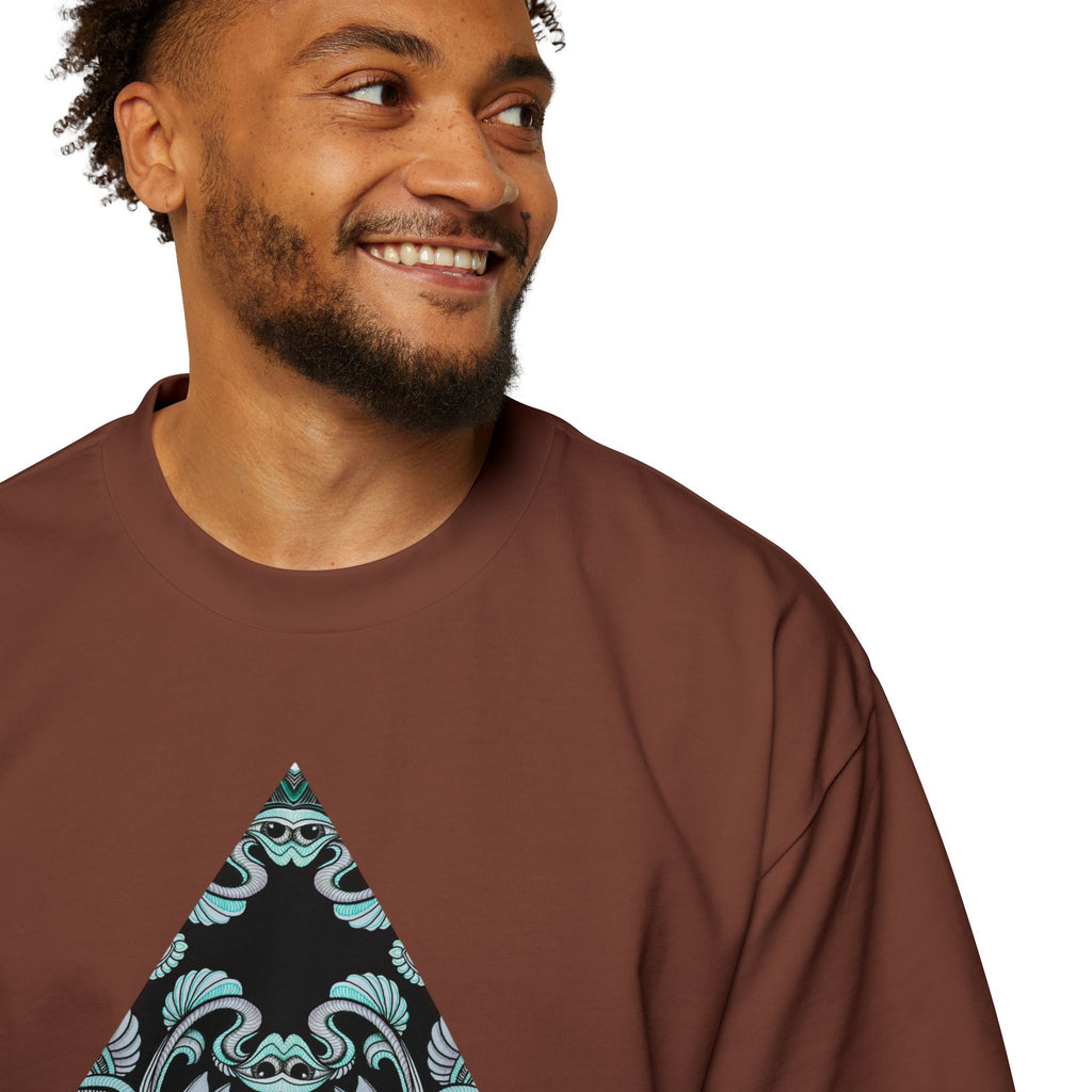 Men's Oversized Tee — Geometric Wave Pattern Diamond & Back Panel Graphic #gwp21