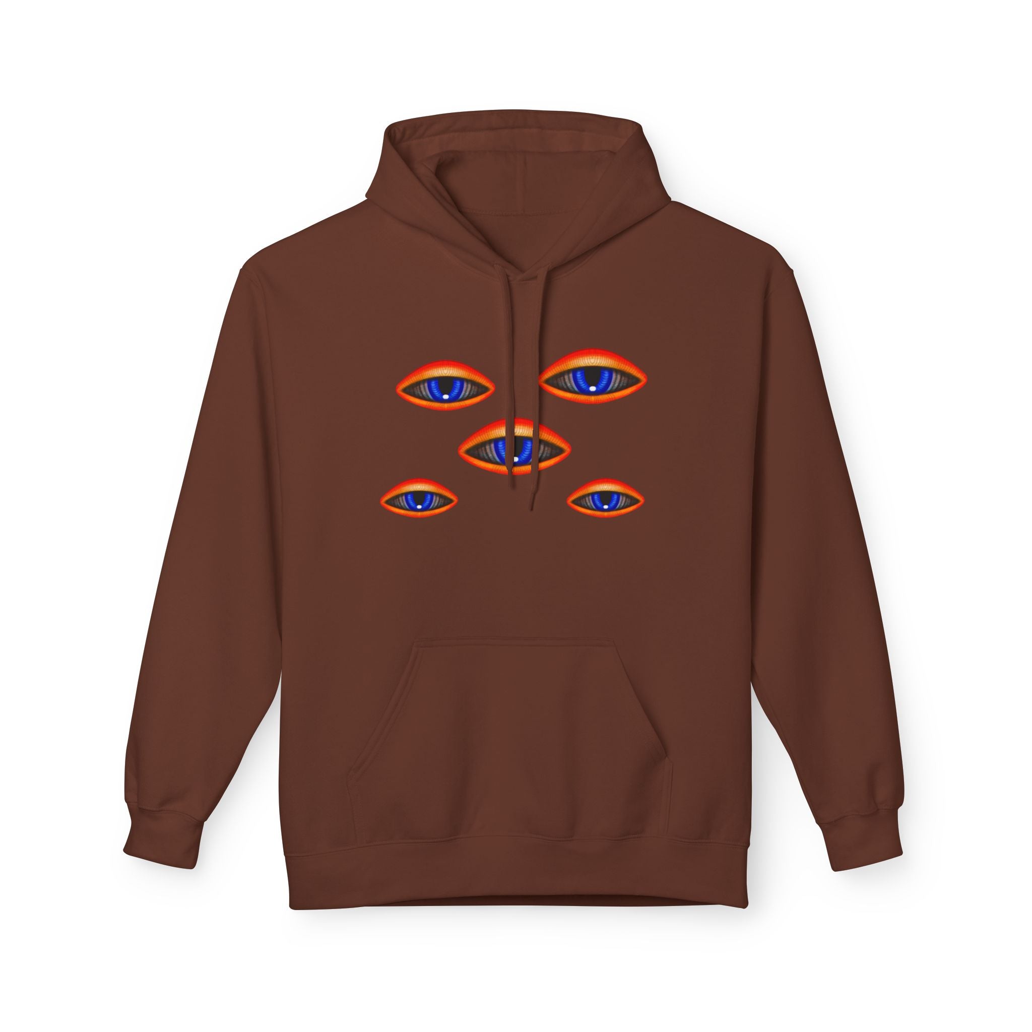 Psychedelic Third-Eye Heart Hoodie | Surreal Eye Motif, Flame Crown