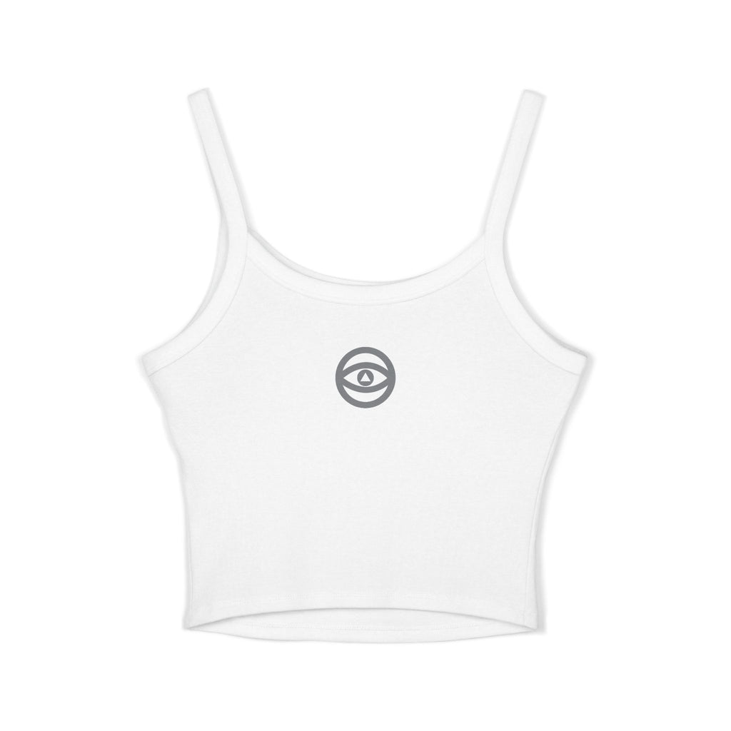 Women's Eye Logo Spaghetti Strap Tank Top — Minimal Graphic Crop #d 11346543