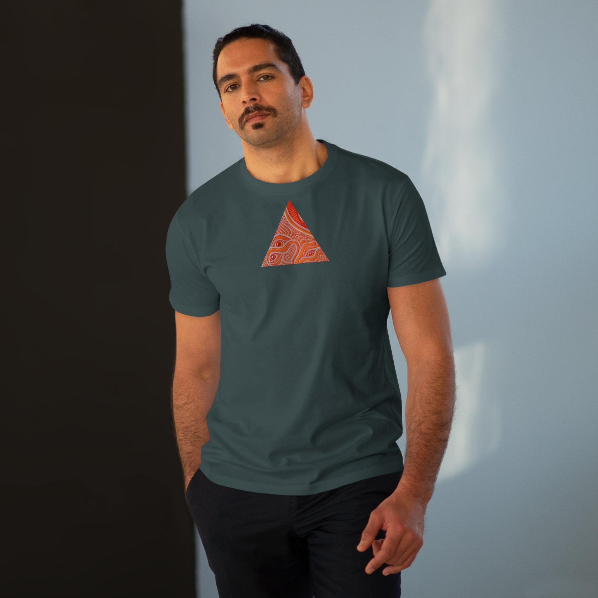 Men's Tee — Red Geometric Triangle Pattern #dm52986