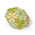 Floral Kaleidoscope Foldable Umbrella – Green & Peach Semi-Automatic Travel Umbrella #a11