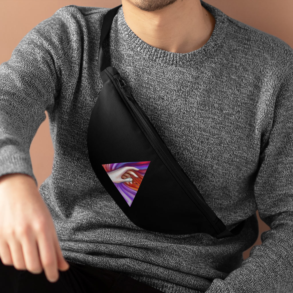 Fanny Pack - Abstract Hand & Flames Printed Waist Bag (Festival, Streetwear) #hj843