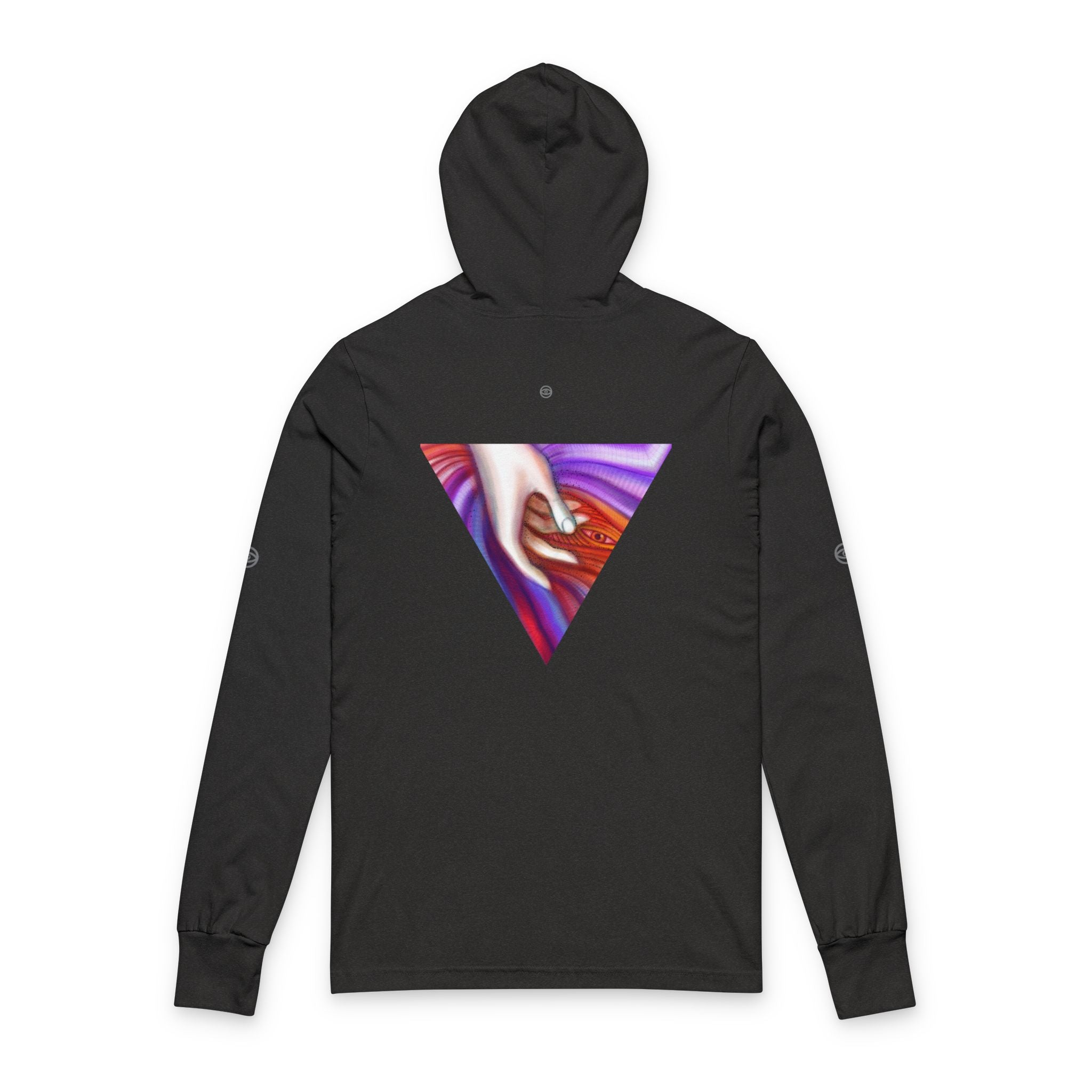 Hooded Long Sleeve Tee — Triangular Abstract Hand Graphic #dhe23876