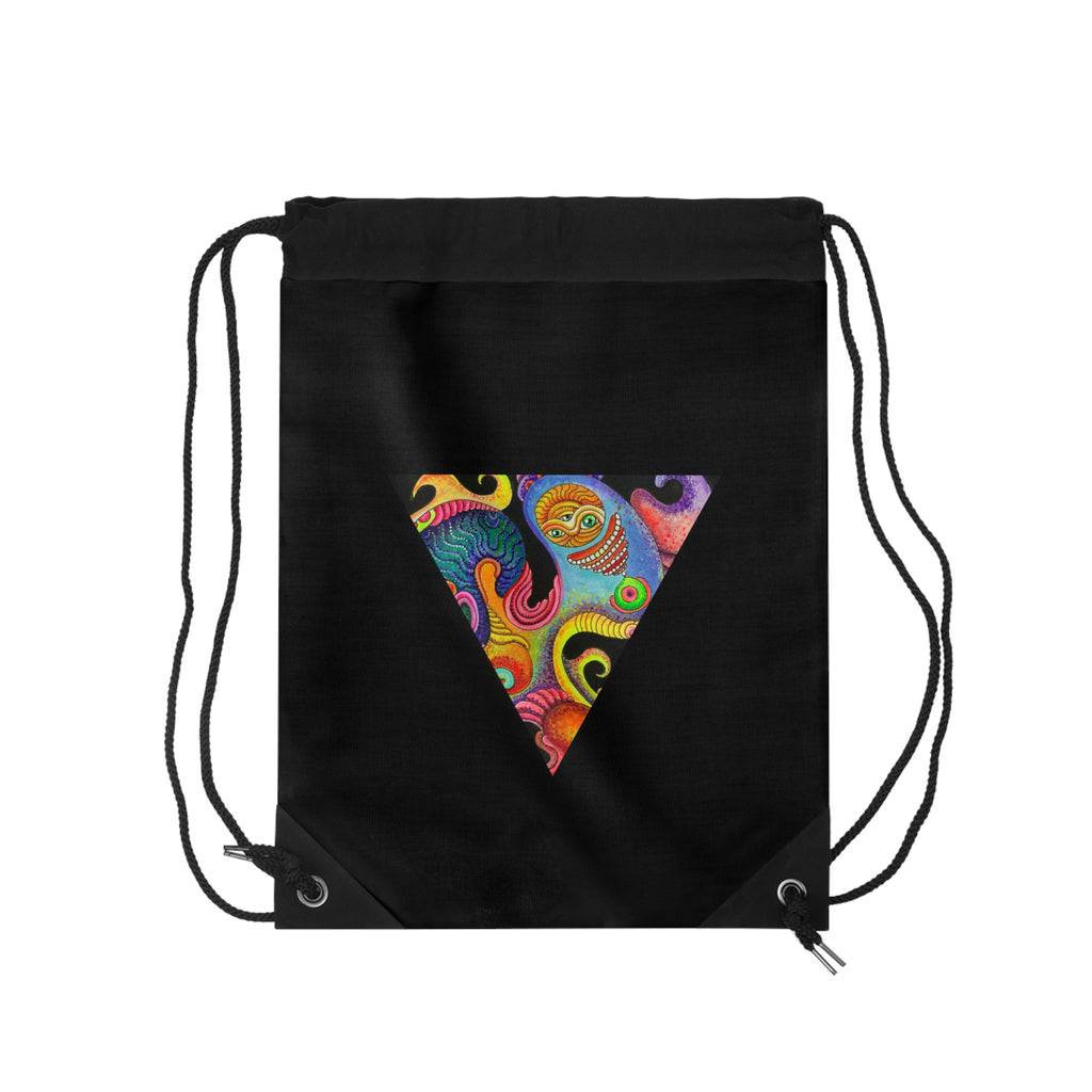 Psychedelic Triangle Drawstring Bag – Colorful Paisley Festival Gym Sack #h8636