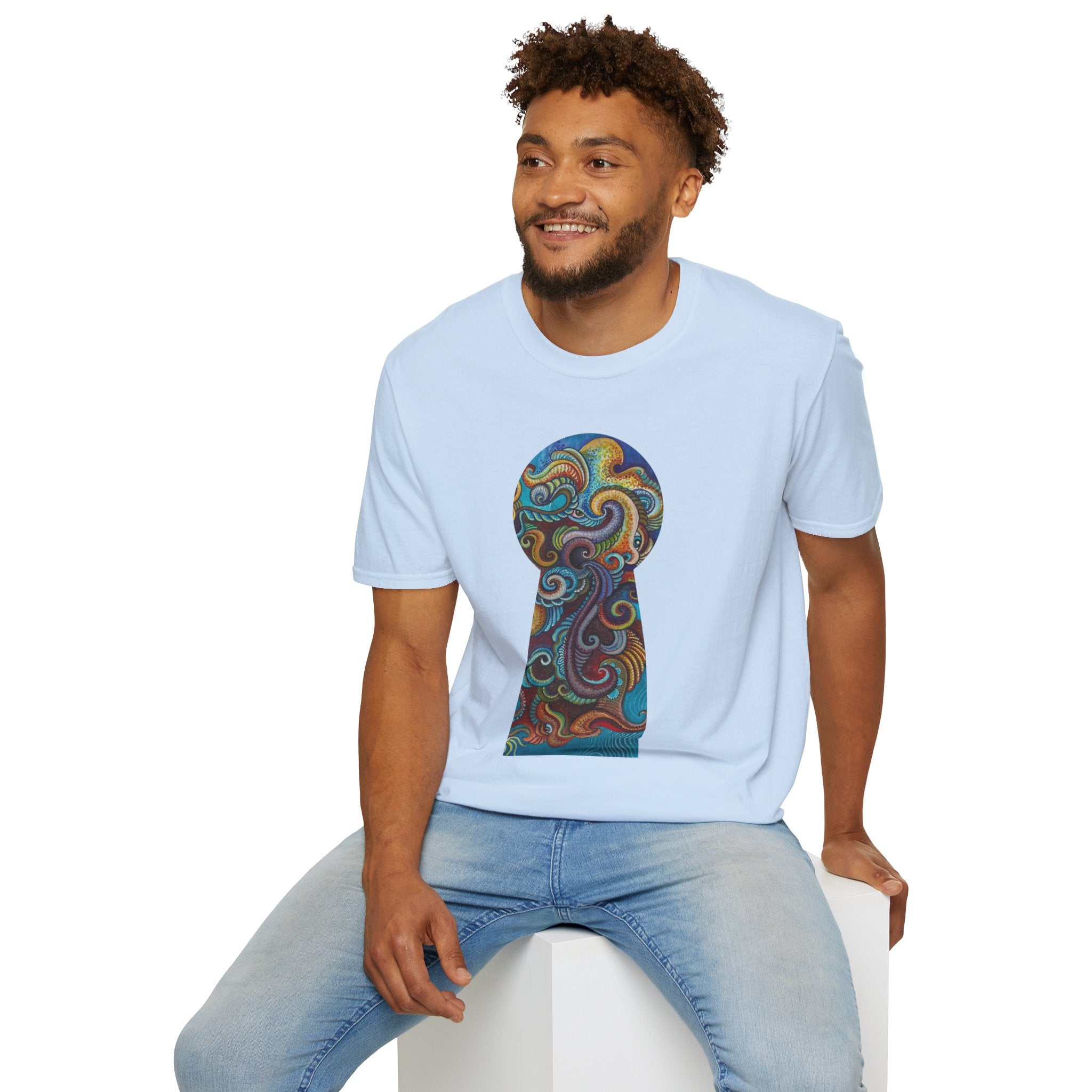 Psychedelic Keyhole T-Shirt — Colorful Swirl Art Tee #tsc8765