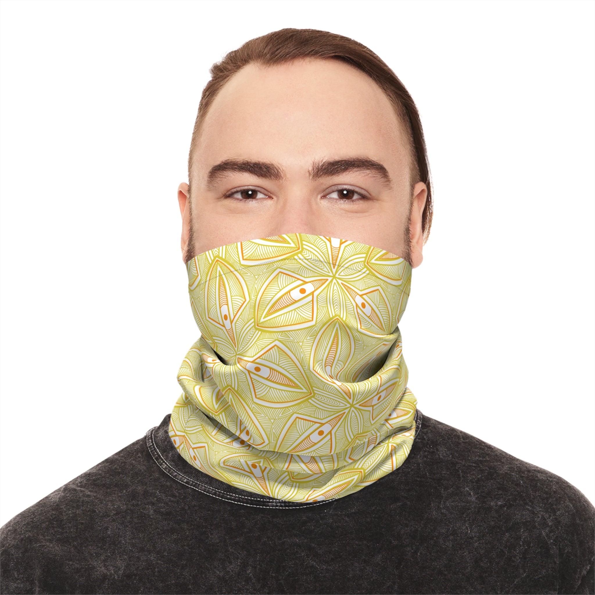 Floral Sunburst Lightweight Neck Gaiter — Yellow Geometric Bandana Scarf #jh67