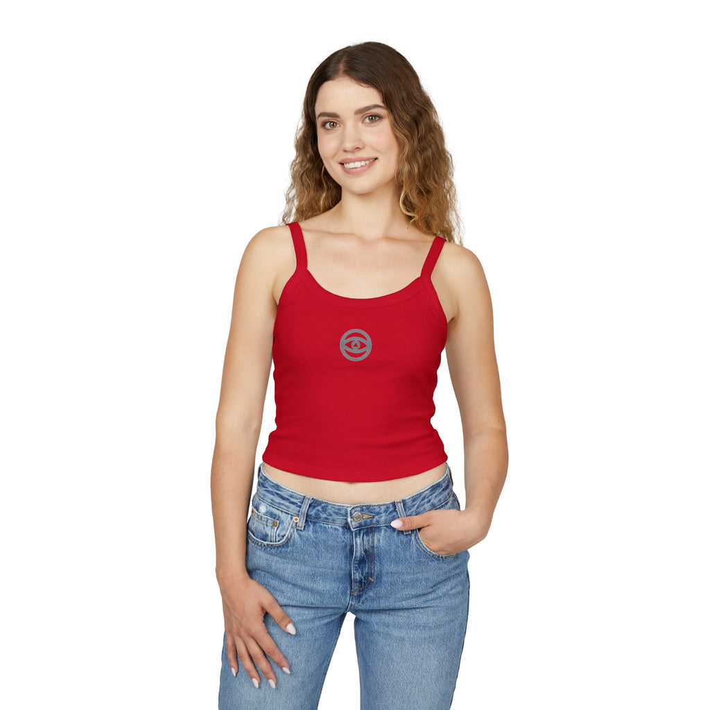Women's Eye Logo Spaghetti Strap Tank Top — Minimal Graphic Crop #d 11346543