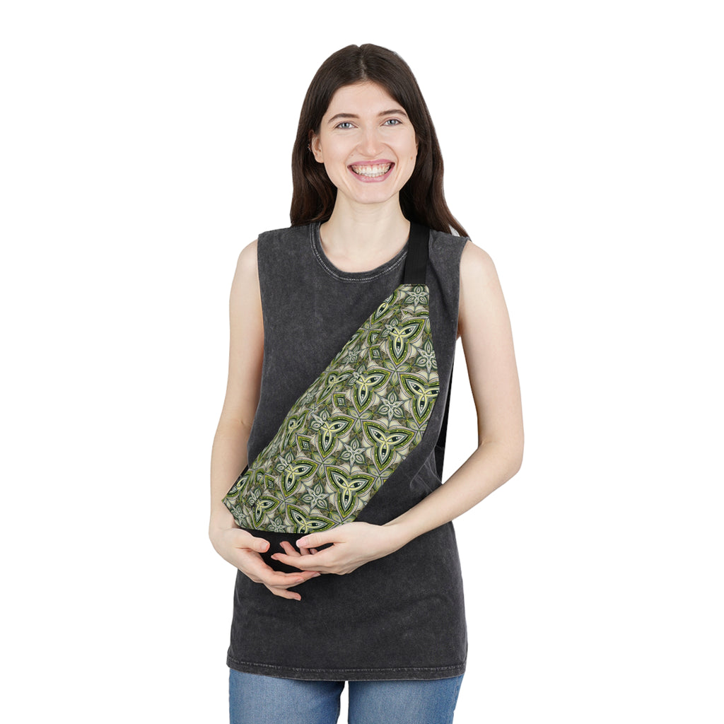 Green Celtic Knot Large Fanny Pack – Boho Festival Waist Bag #jg00764