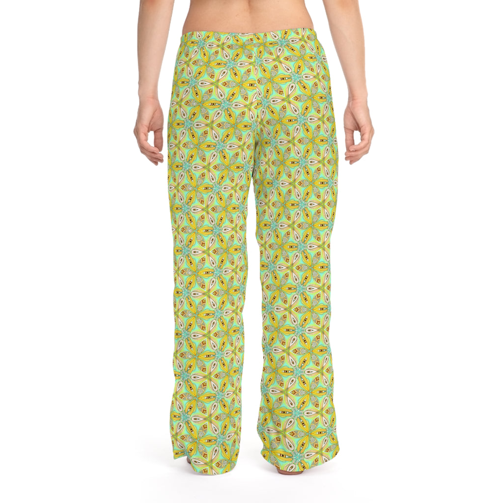 Floral Retro Tile Women's Pajama Pants – Soft All-Over Print Lounge Trousers #pp1