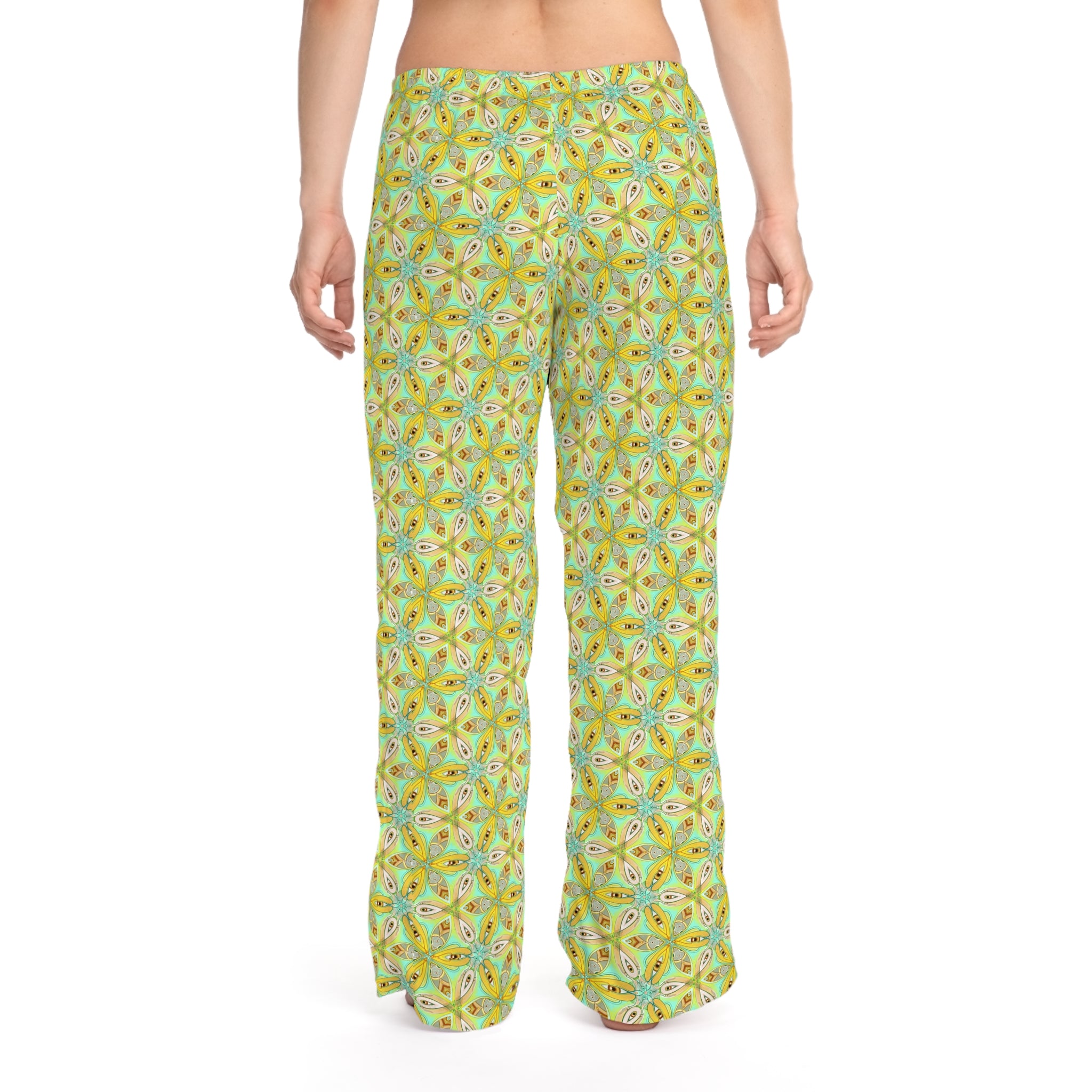 Floral Retro Tile Women's Pajama Pants – Soft All-Over Print Lounge Trousers #pp1