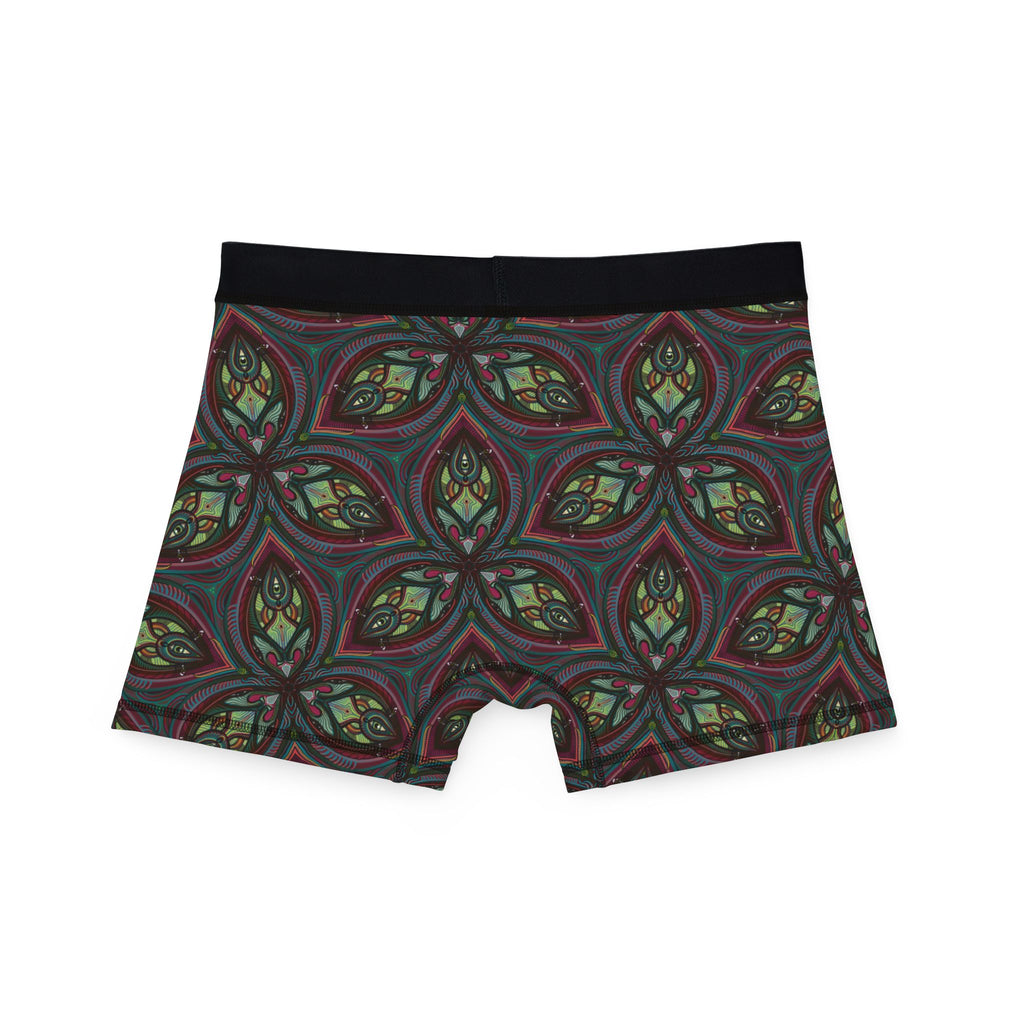 Men's Boxer Briefs — Green Red Kaleidoscope Pattern All-Over Print #mmb215