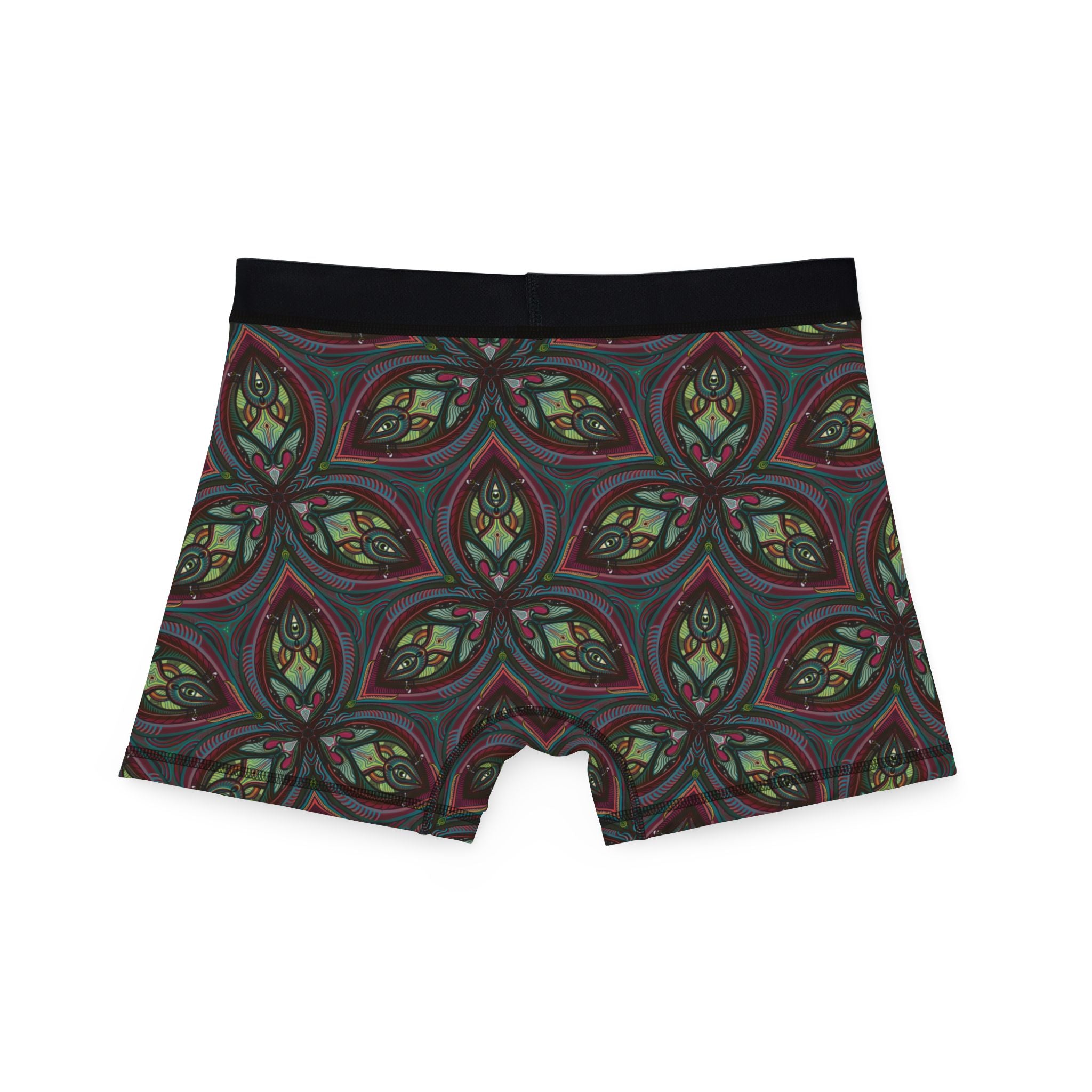 Men's Boxer Briefs — Green Red Kaleidoscope Pattern All-Over Print #mmb215