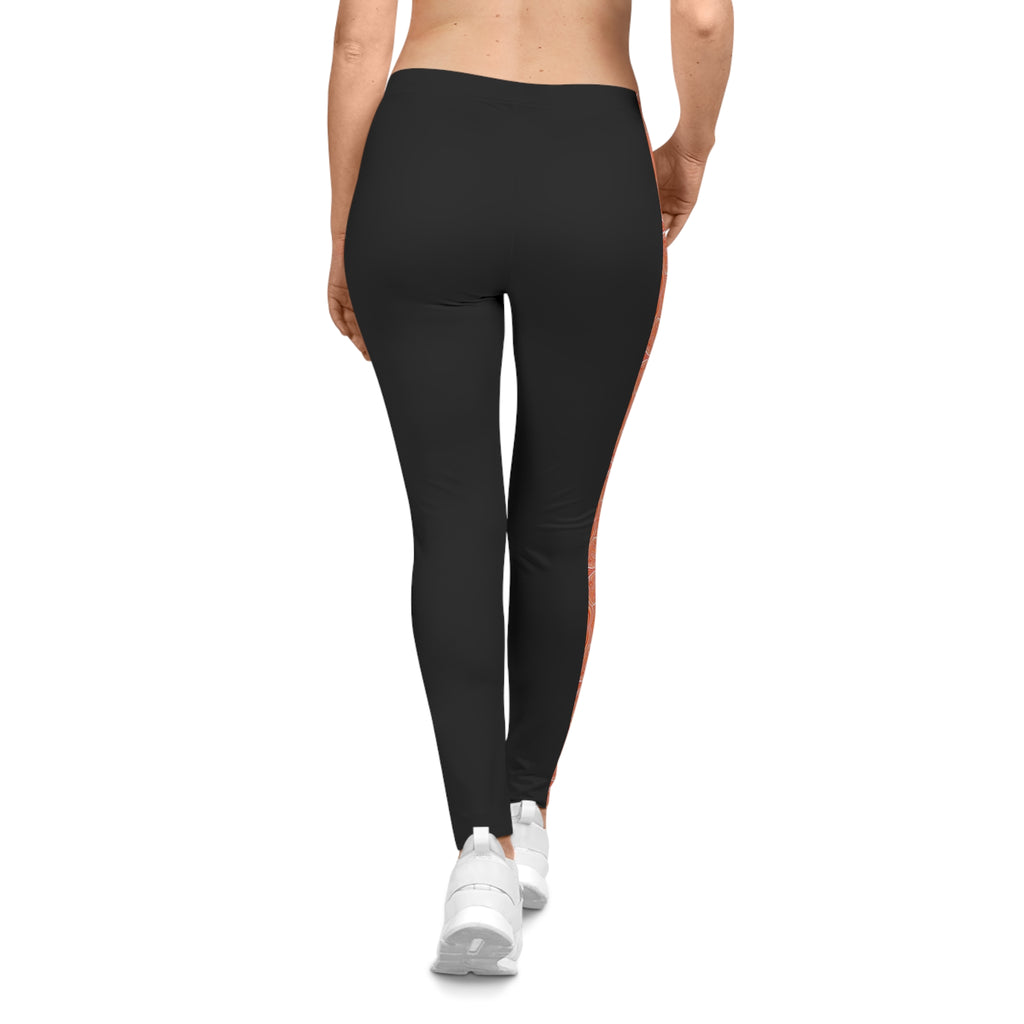 Black Side-Stripe Leggings — Slim Fit Women's Casual Activewear #h9869