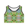 Psychedelic Green Kaleidoscope Sports Bra — All-Over-Print Activewear  #rth4445