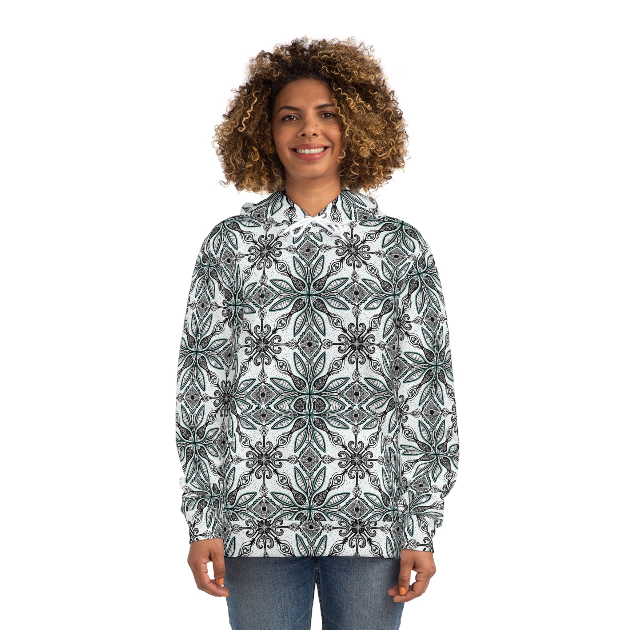 Floral Geometric All-Over-Print Hoodie #y987646