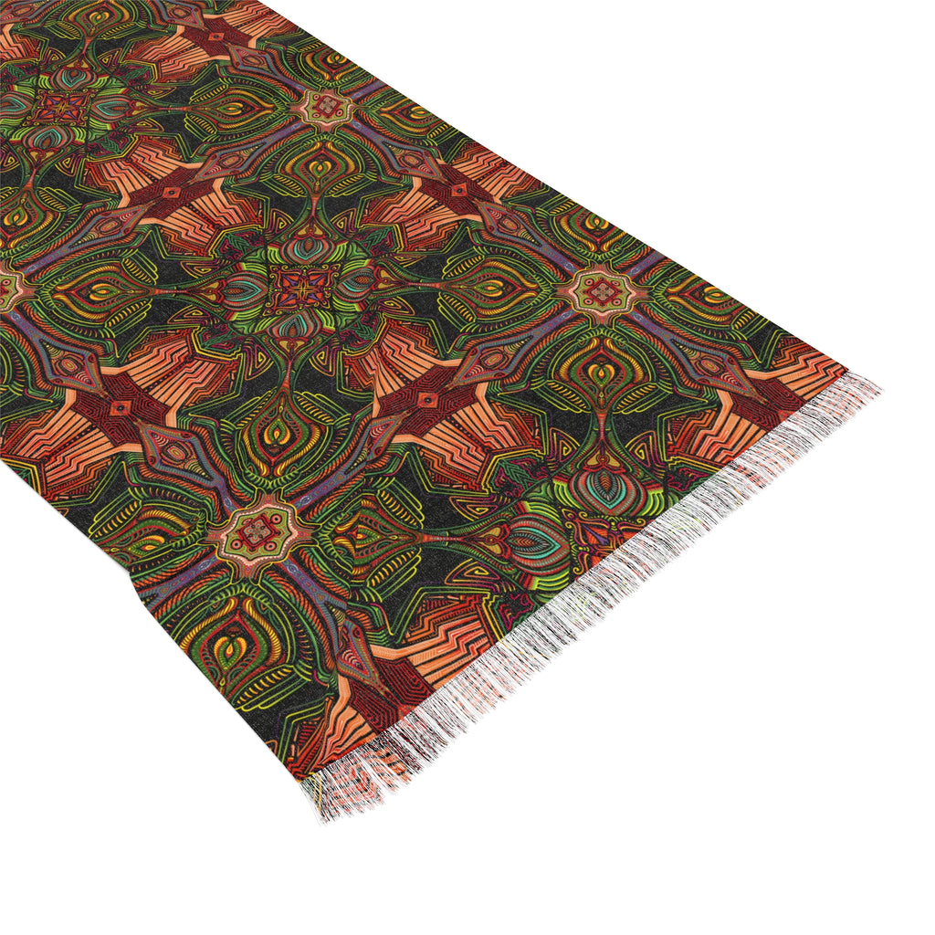 Bohemian Kaleidoscope Light Scarf — Autumn Floral Patterned Wrap #hf88102