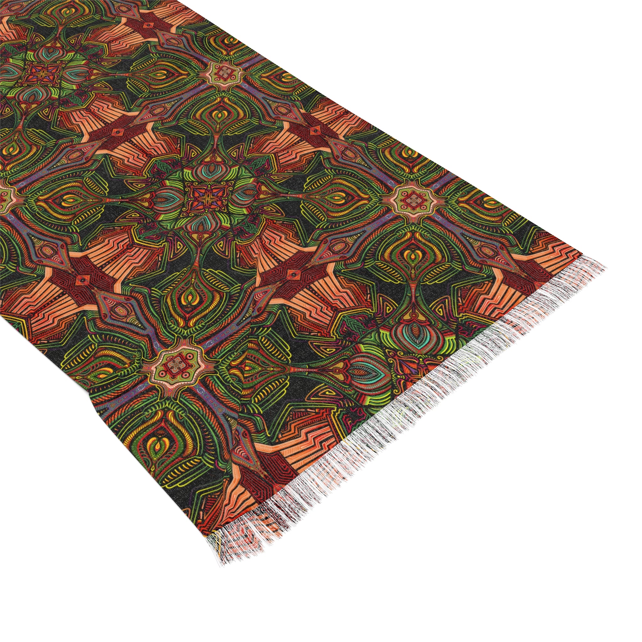 Bohemian Kaleidoscope Light Scarf — Autumn Floral Patterned Wrap #hf88102