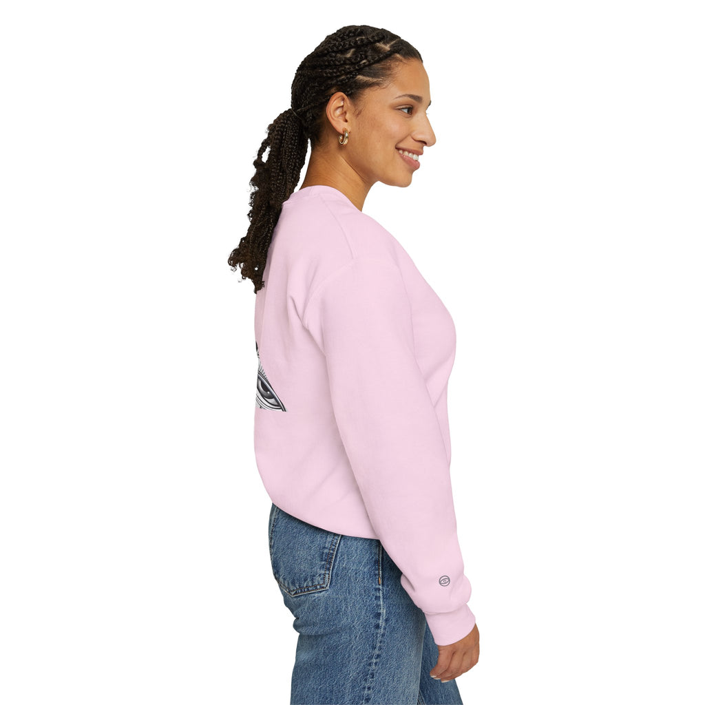 Crewneck Sweatshirt — Black & White Surreal Eye Keyhole Design #h5522168