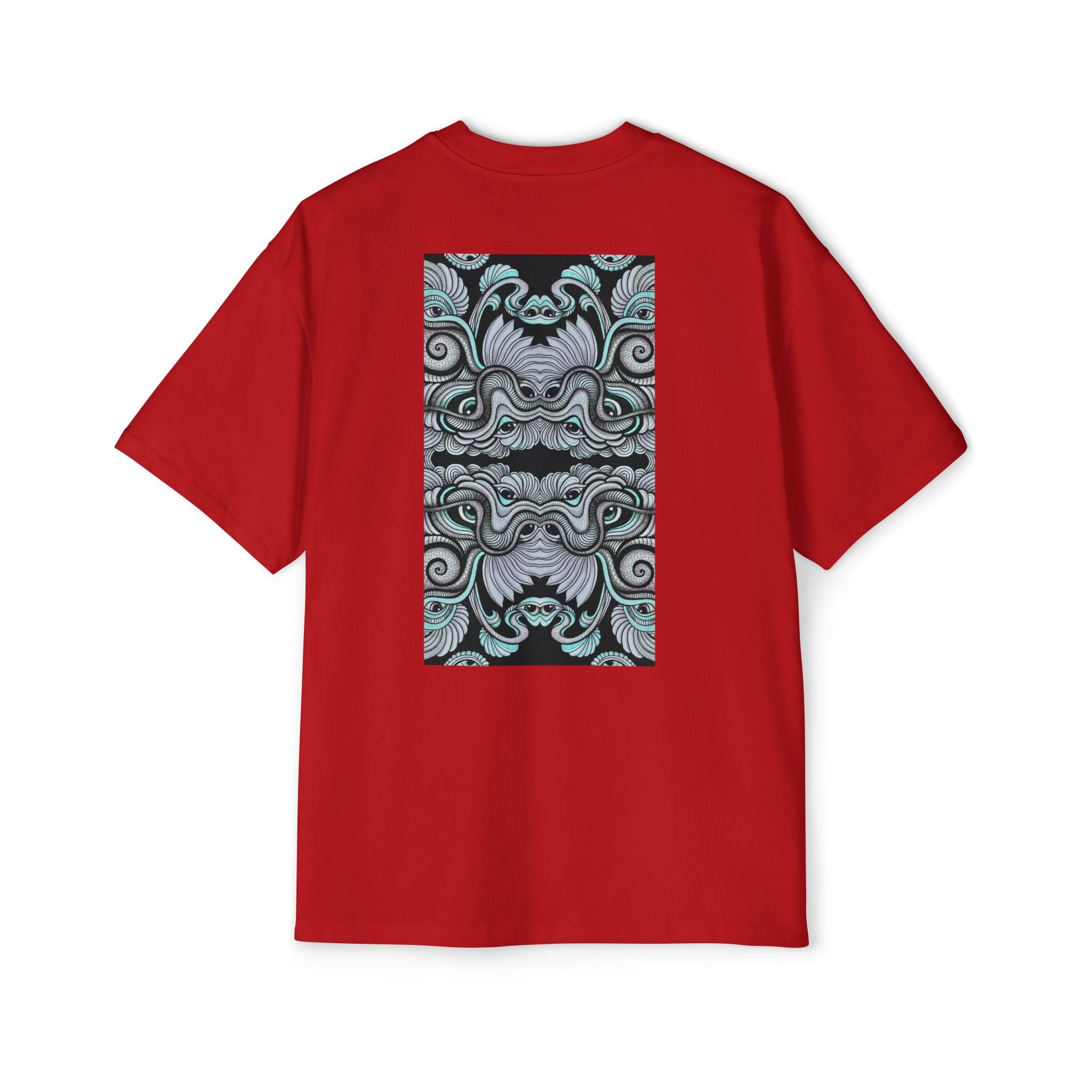 Men's Oversized Tee — Geometric Wave Pattern Diamond & Back Panel Graphic #gwp21
