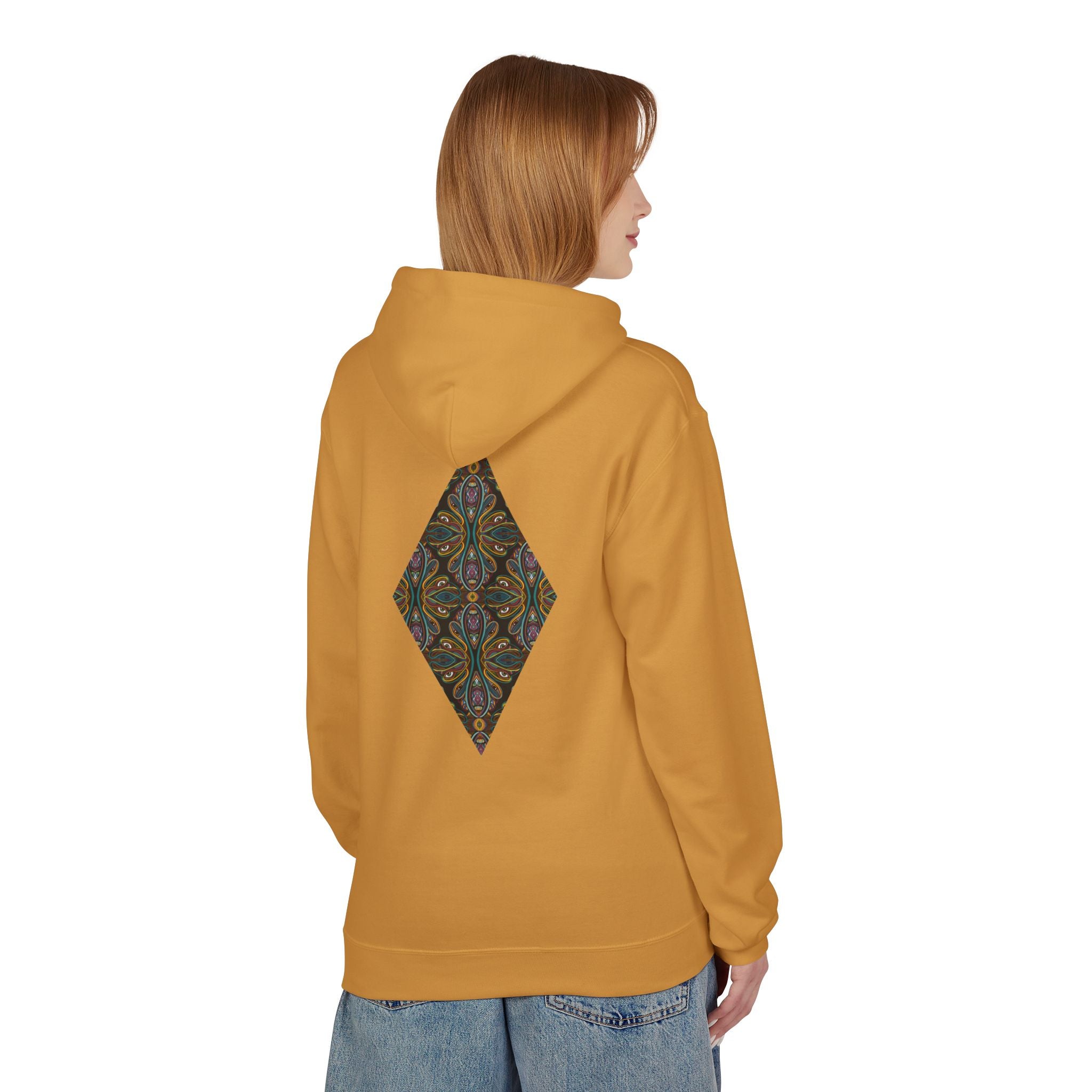 Geometric Mosaic Triangle Hoodie — Decorative Pattern Pullover #i865678