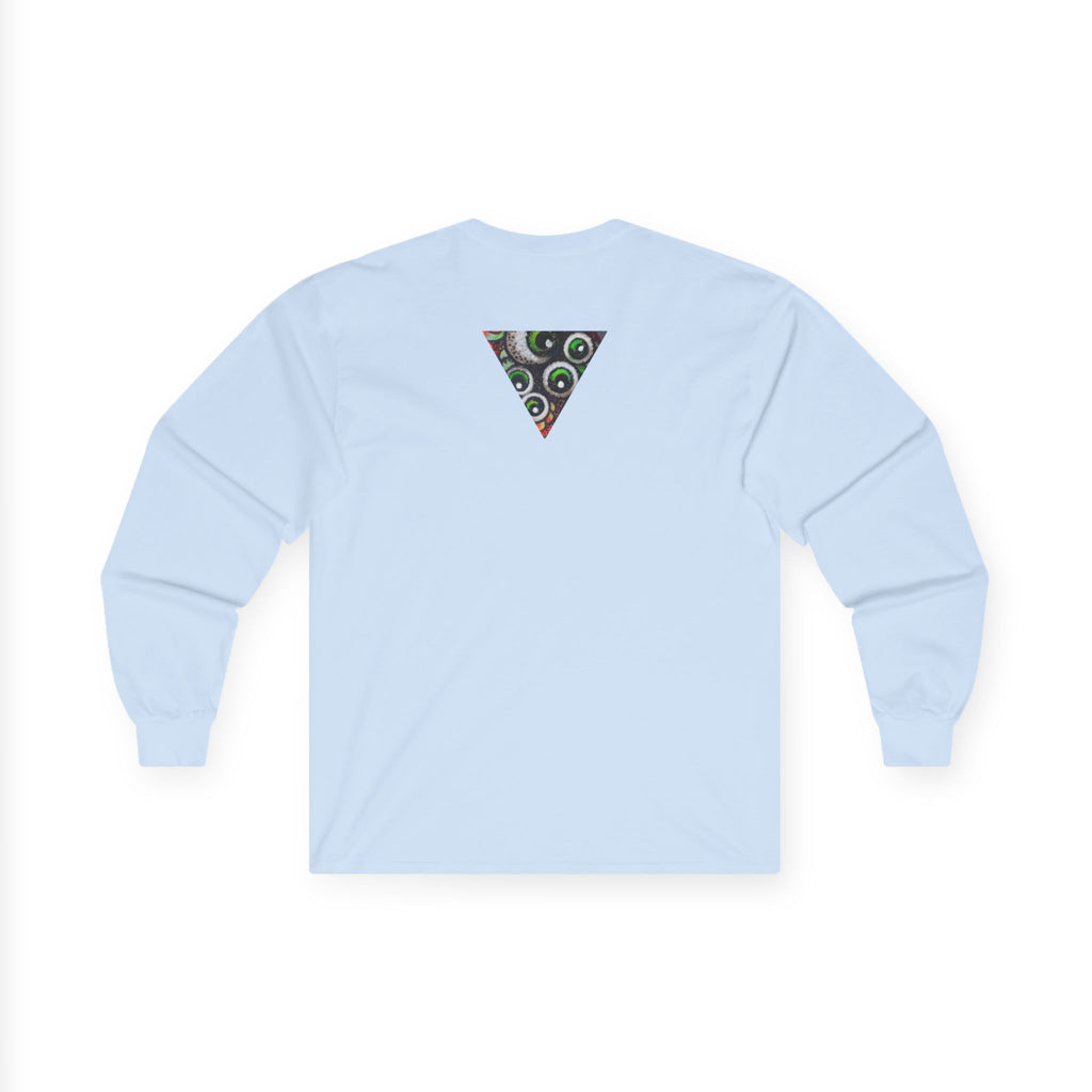 Triangle Camo Graphic Long Sleeve Tee — Minimal Military-Inspired Chest Print #k646&