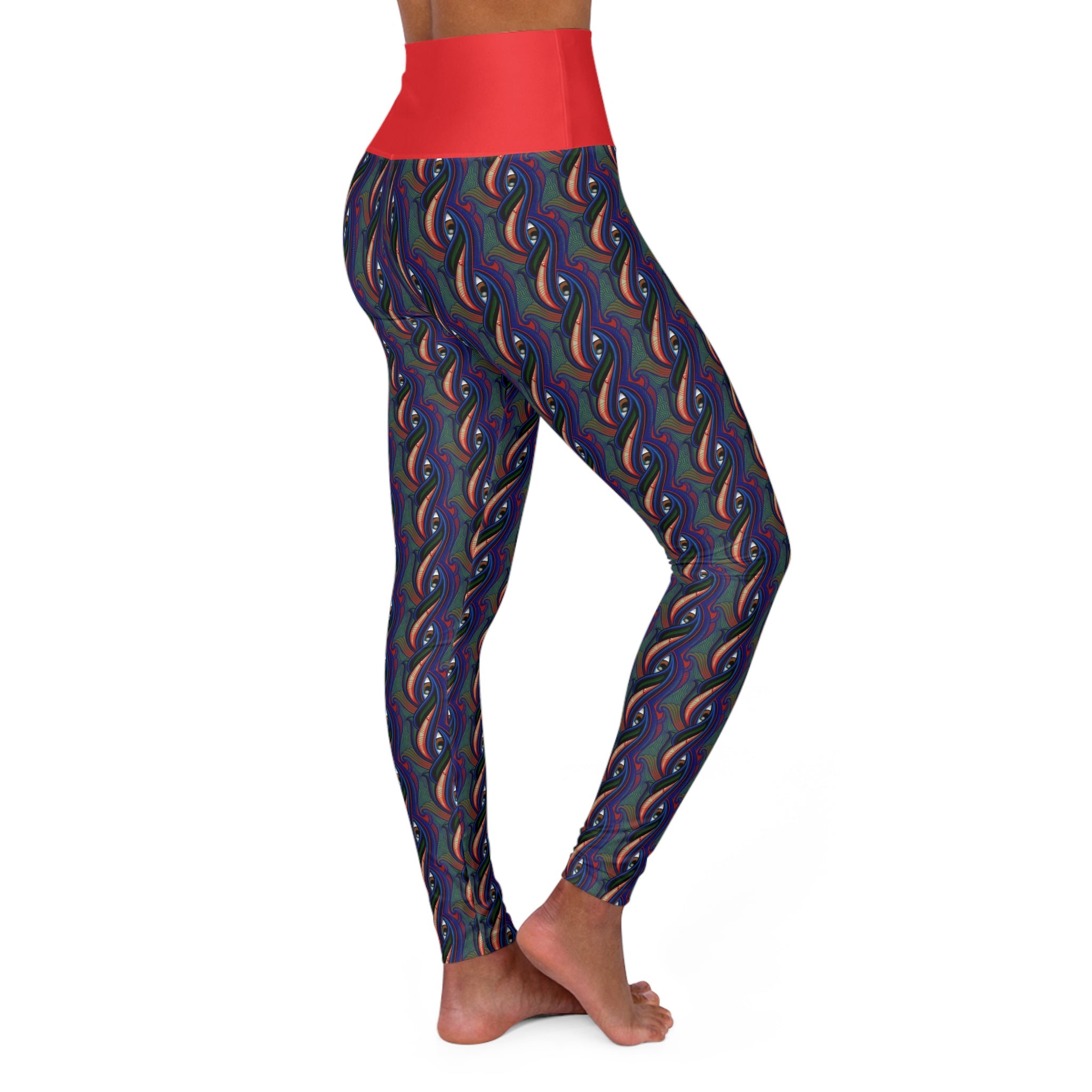 High-Waist Rainbow Paisley Yoga Leggings – Colorful AOP Activewear