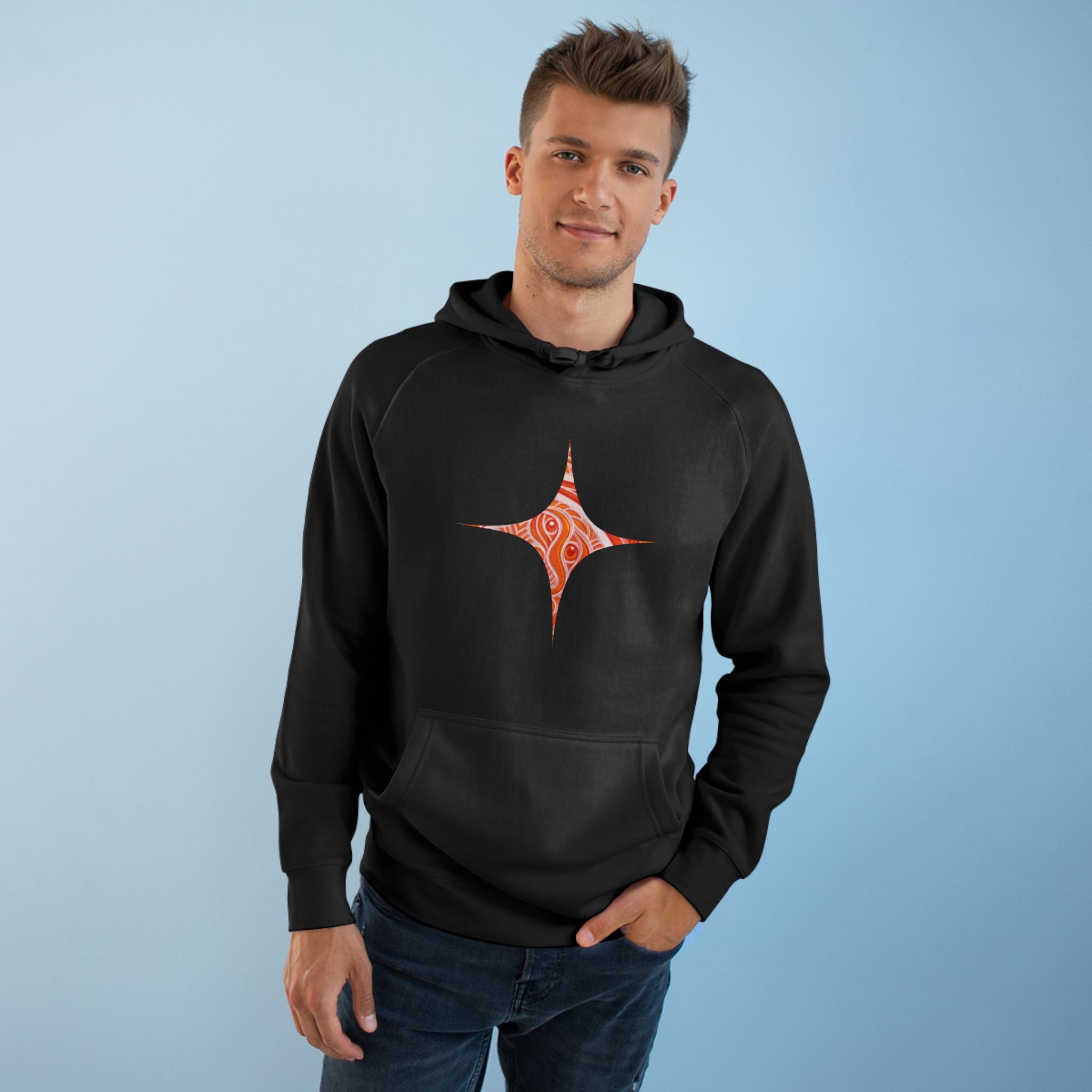Keyhole & Diamond Pattern Hoodie — Abstract Red Paisley Graphic #yh099879