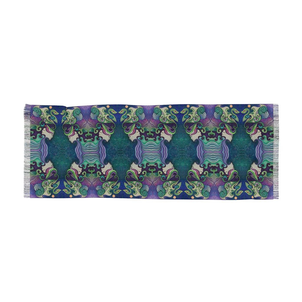 Light Scarf — Bohemian Kaleidoscope Patterned Scarf (Purple & Teal) #l98312