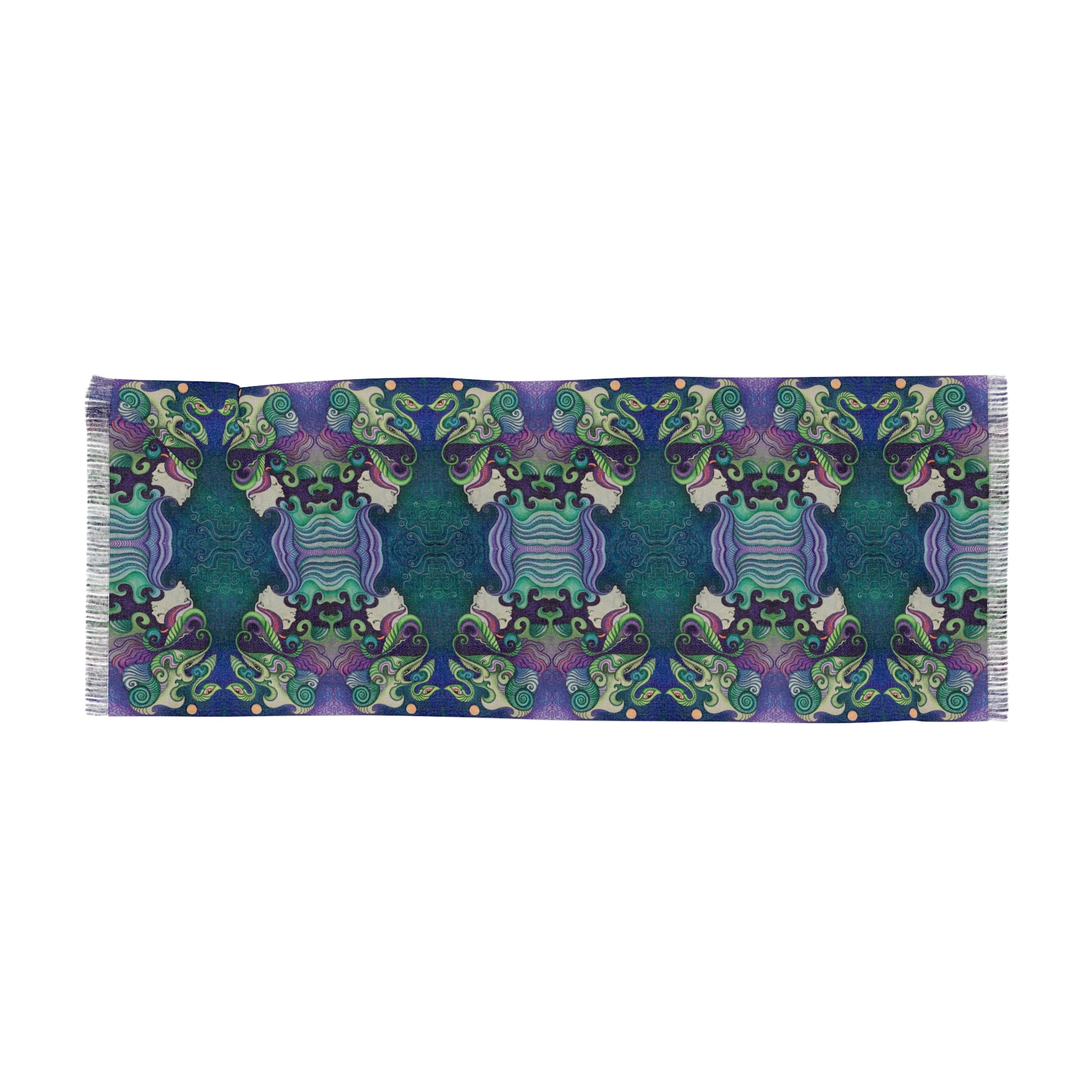 Light Scarf — Bohemian Kaleidoscope Patterned Scarf (Purple & Teal) #l98312