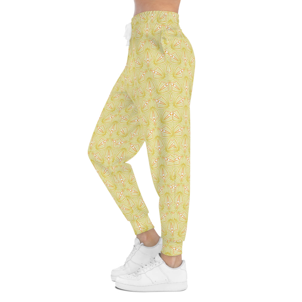 Yellow Floral Athletic Joggers — All-Over Print Lightweight Track Pants #aj5
