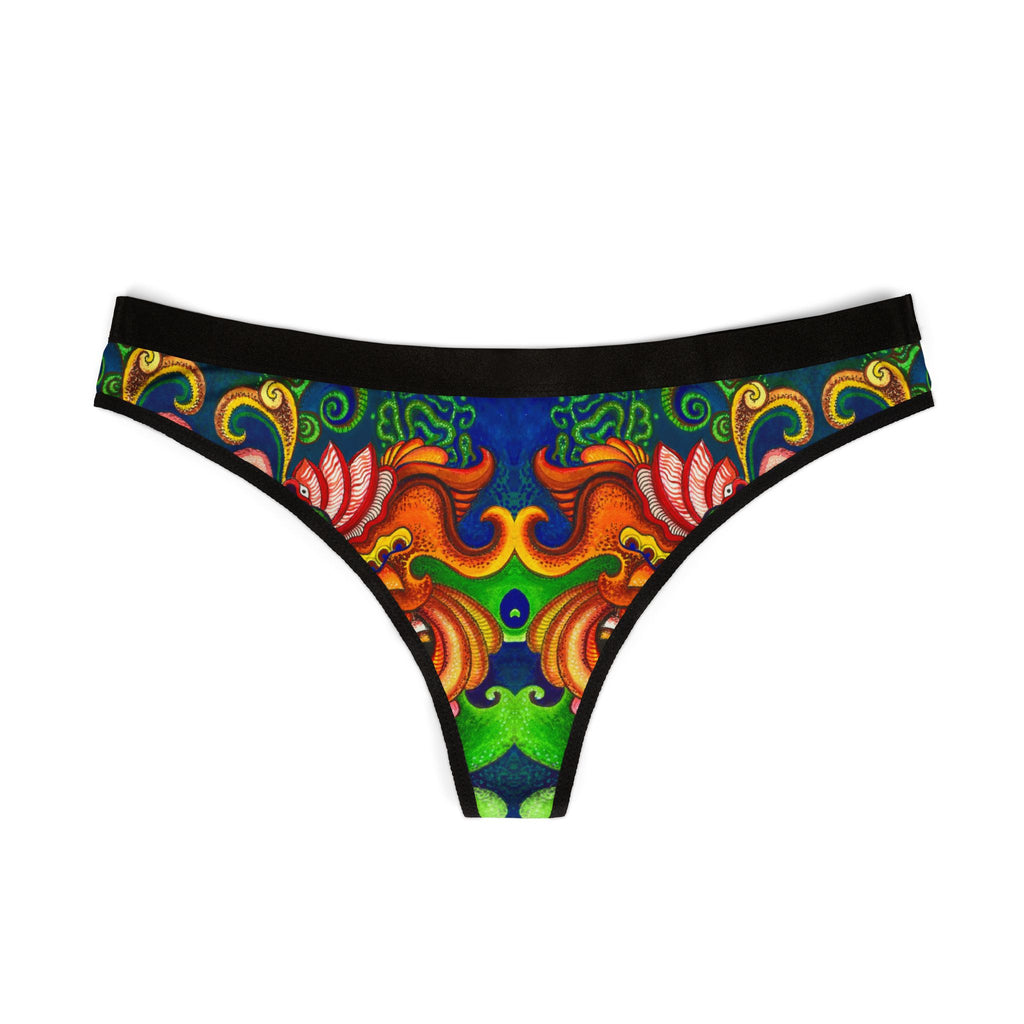 Women's Floral Paisley Thong — Vibrant Boho AOP Lingerie #hd33218