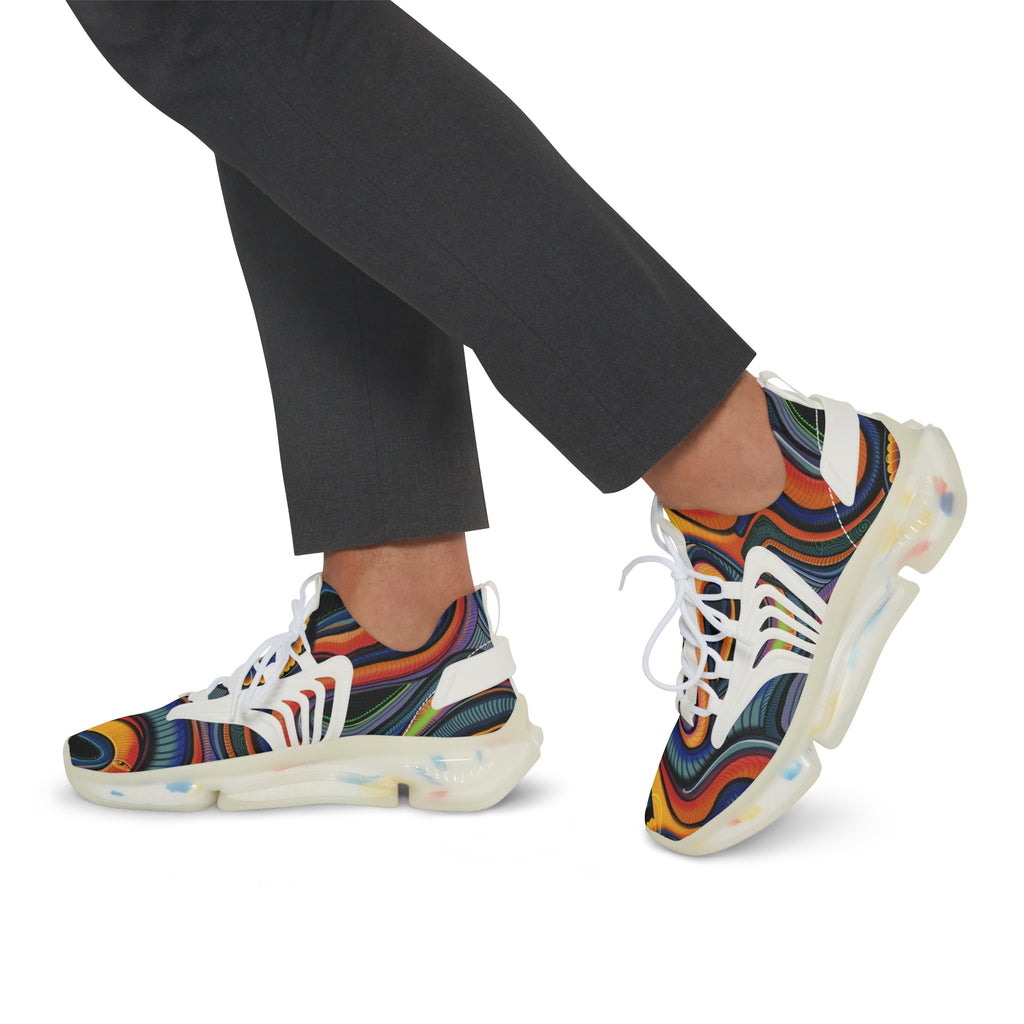 Men's Mesh Sneakers — Retro Psychedelic Swirl Athletic Shoes #lh963278