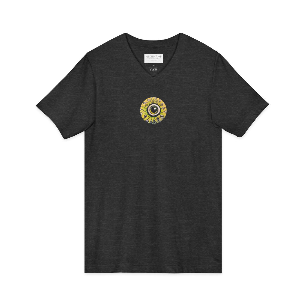 Sunflower Eye Pattern V-Neck Tee #k0833
