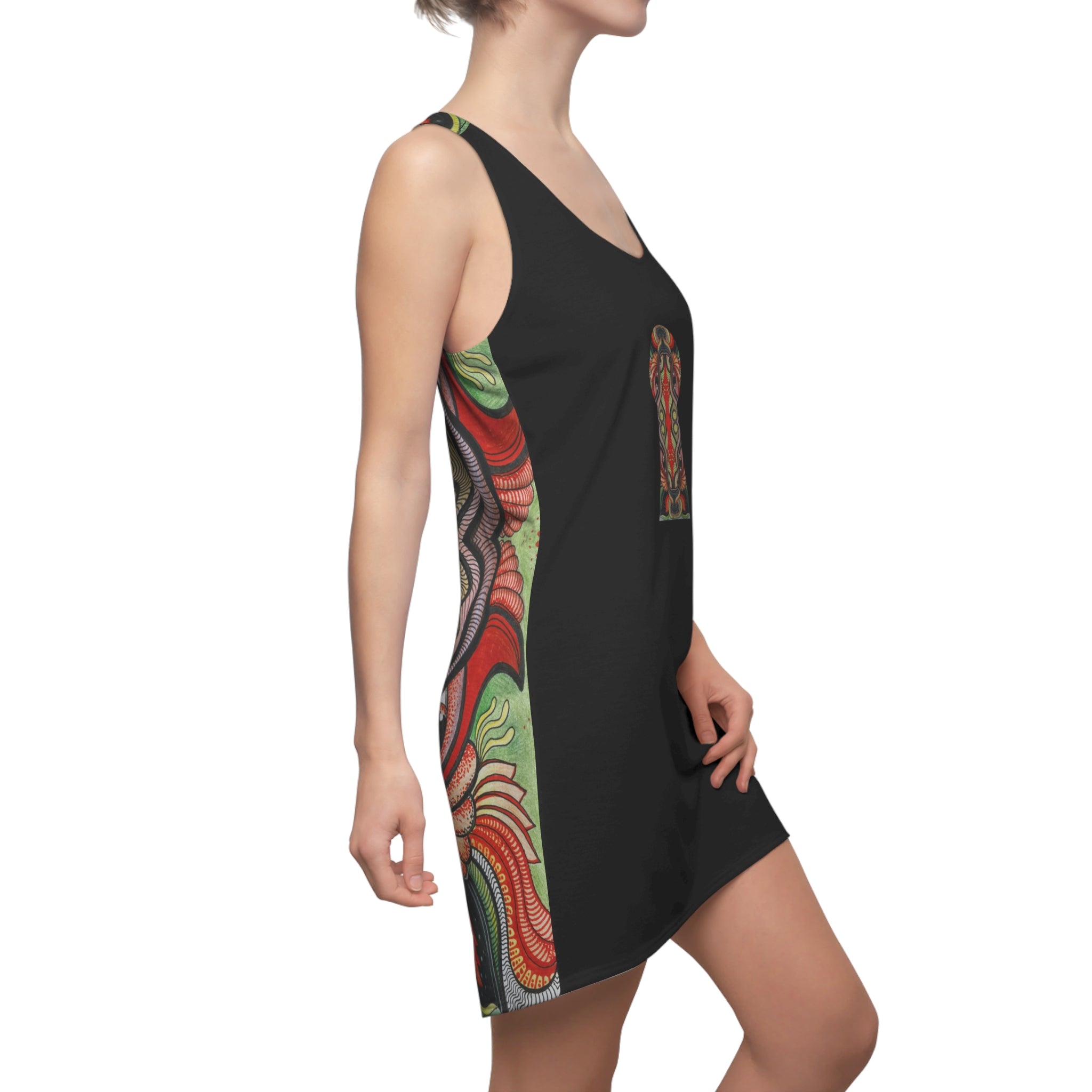 Racerback Dress — Vibrant Abstract Keyhole Print #jhd86598