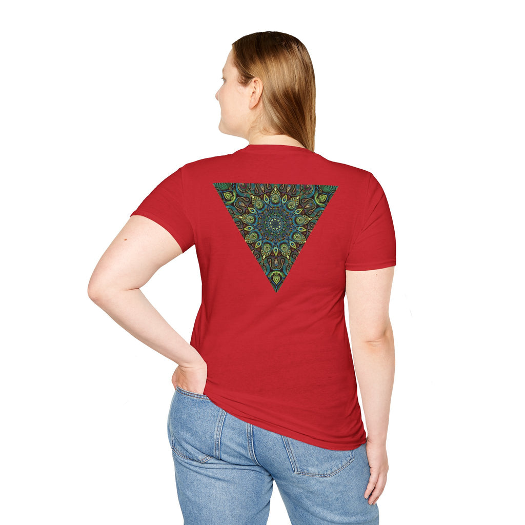 Green Mandala Triangle T-Shirt – Psychedelic Geometric Art Tee # kh9732