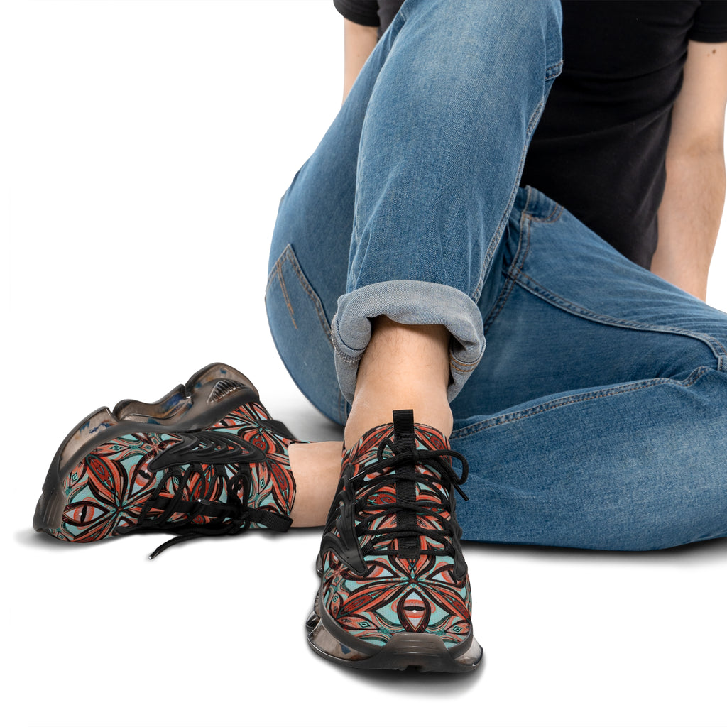 Men's Mesh Sneakers — Retro Geometric Pattern Athletic Shoes #gf75308