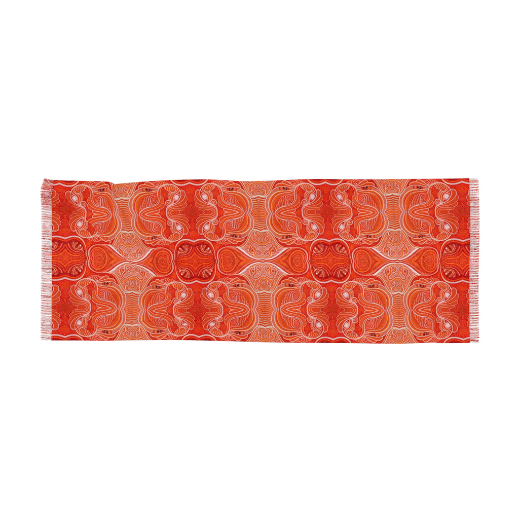 Light Scarf - Coral Orange Abstract Patterned Lightweight Scarf #g753578