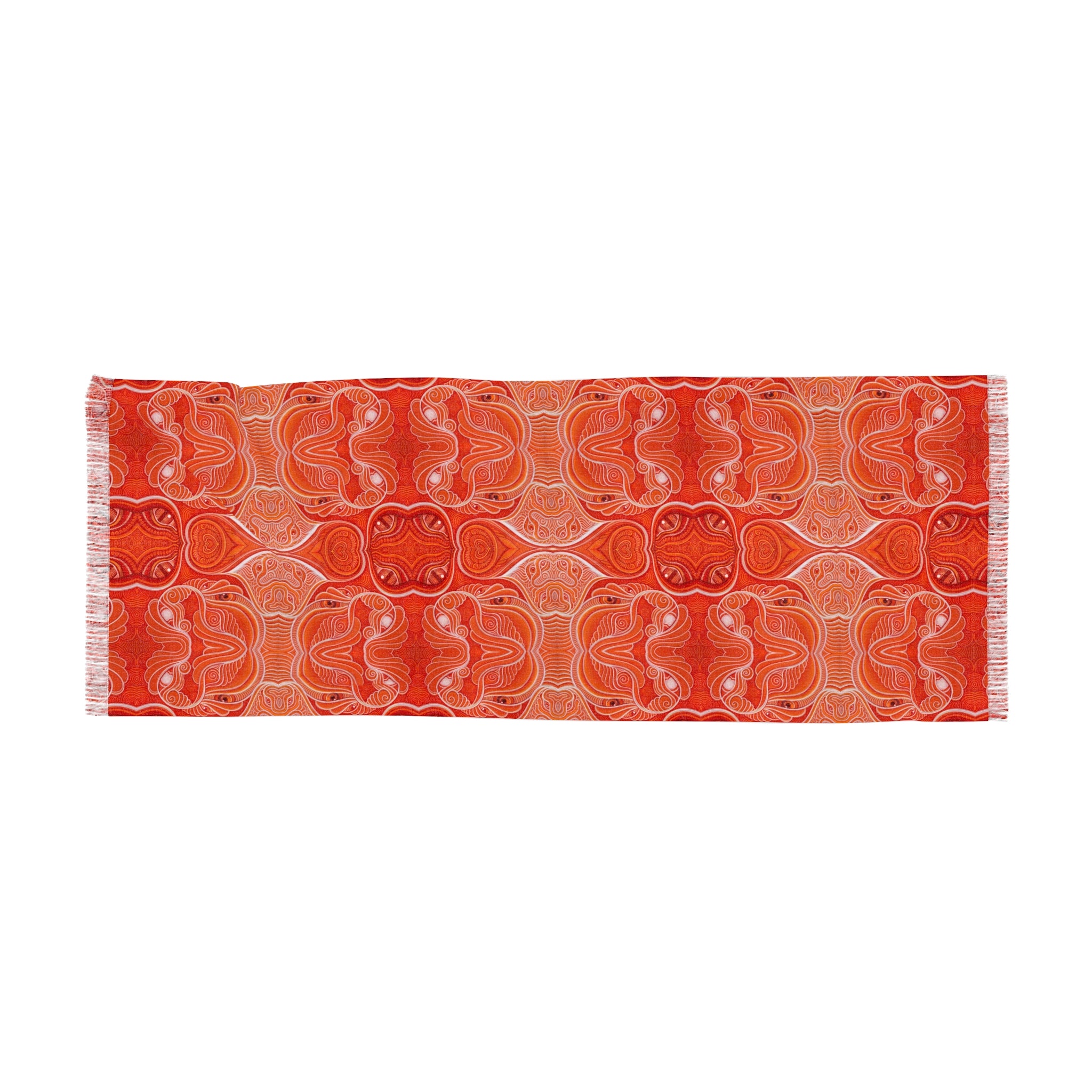 Light Scarf - Coral Orange Abstract Patterned Lightweight Scarf #g753578