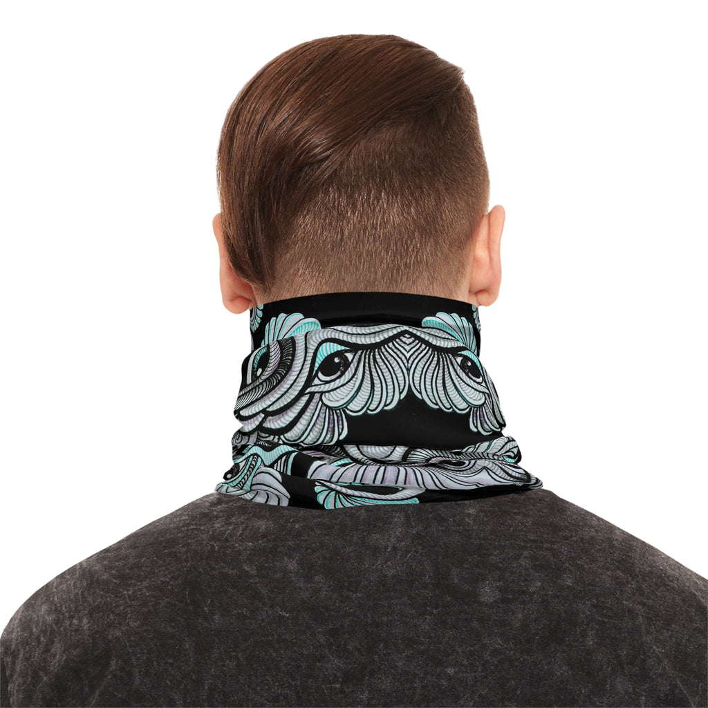 Neck Gaiter — Retro Floral Geometric Pattern in Lavender & Peach