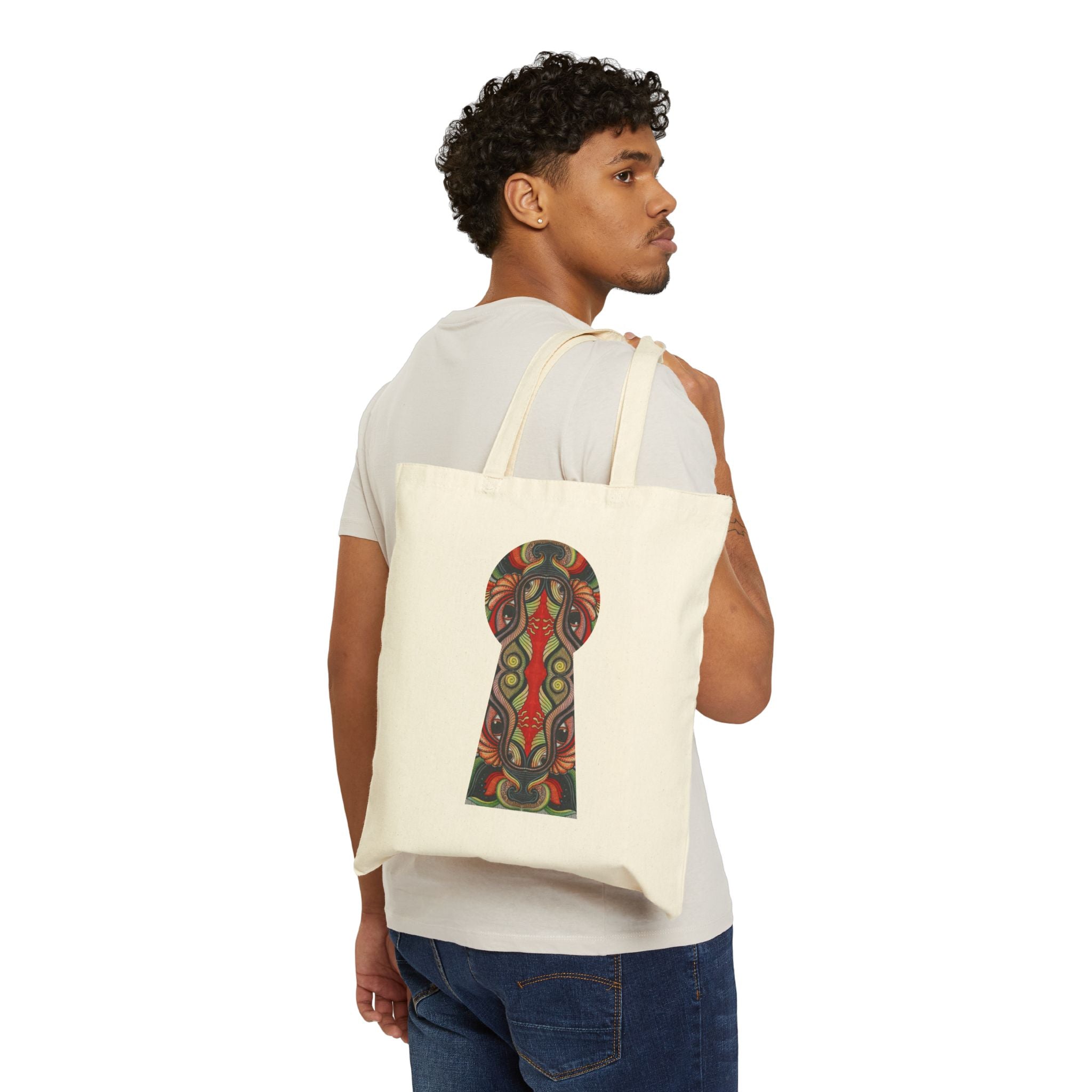 Canvas Tote — Tribal Keyhole & Triangle Art Print #r24687