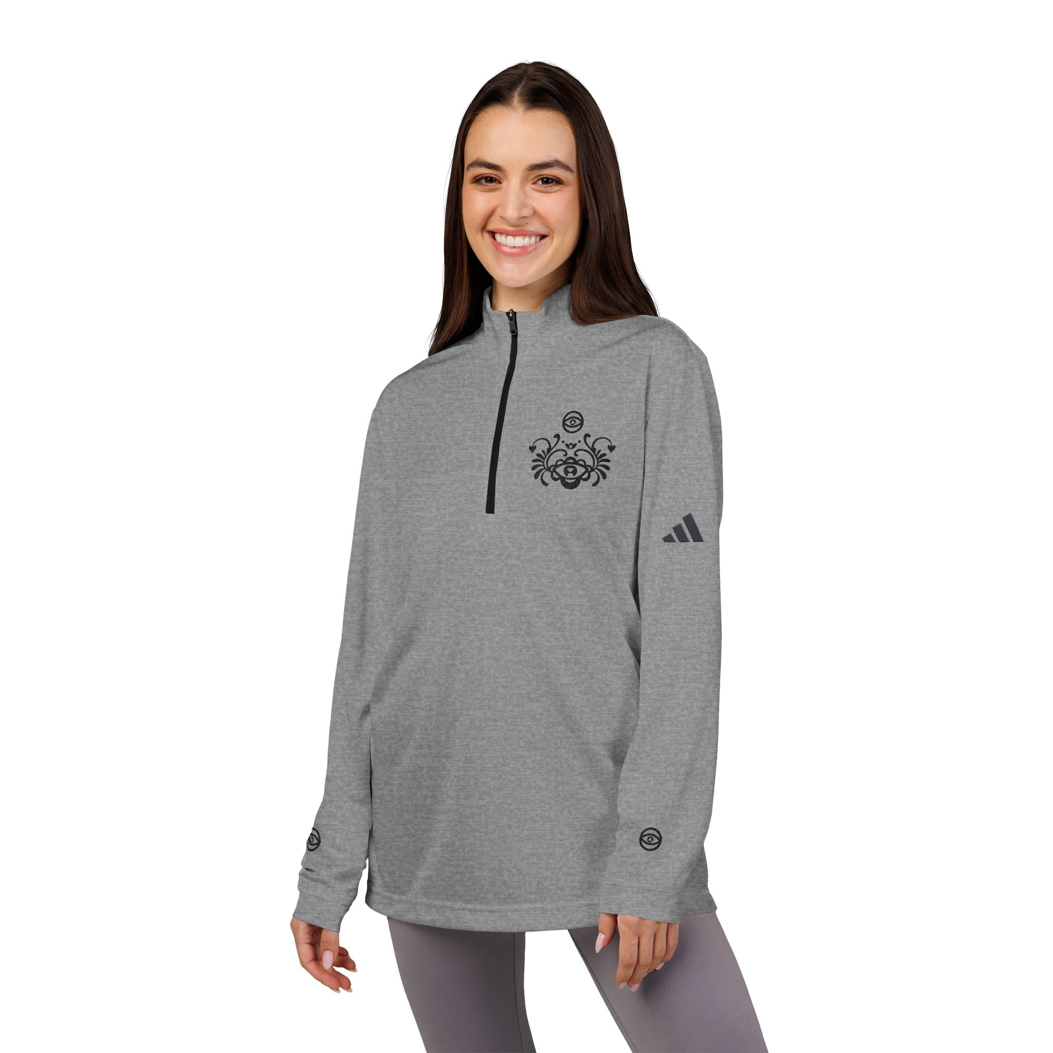 Embroidered Quarter-Zip Pullover — Adidas® Athletic Golf Top #s234513