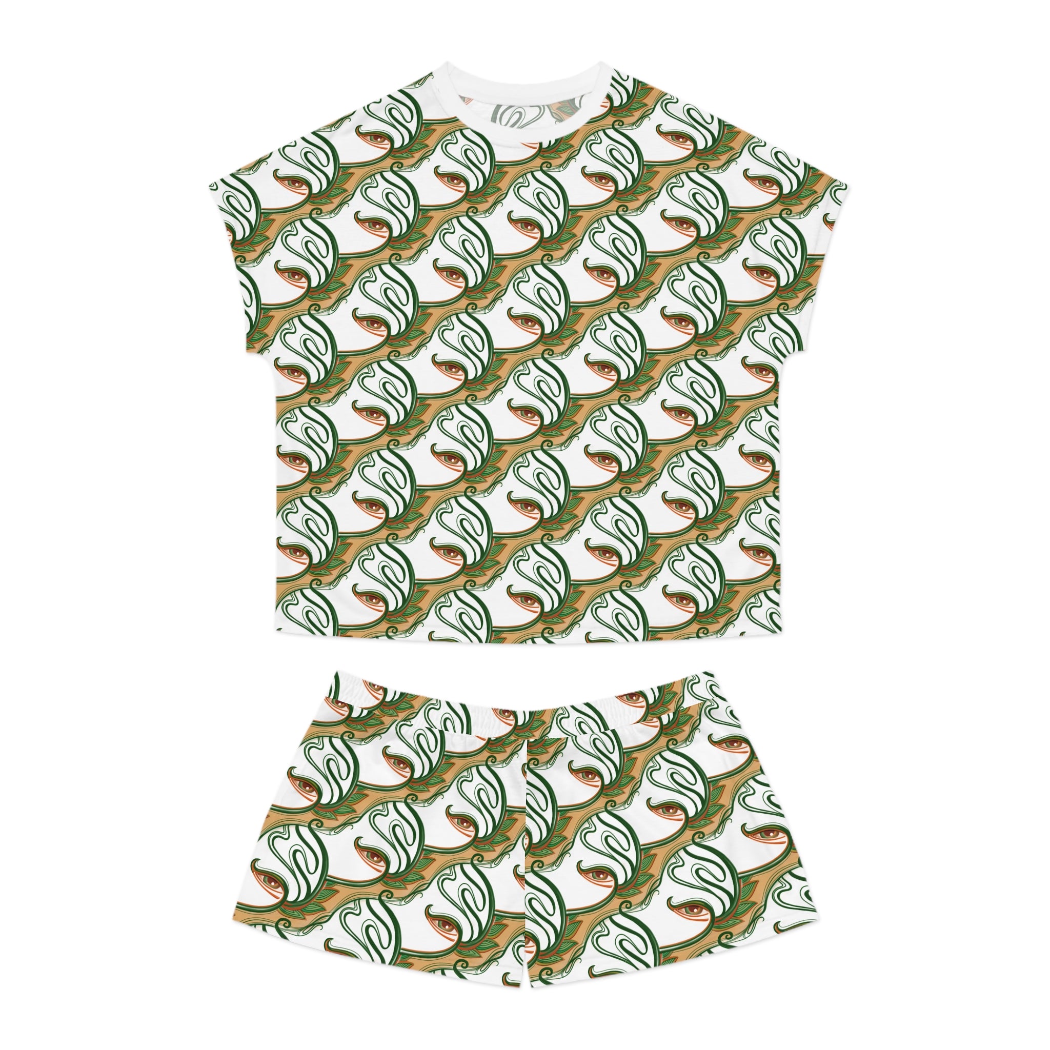 Floral Vines Women’s Pajama Set — Short Sleeve & Shorts All-Over Print #gf6539