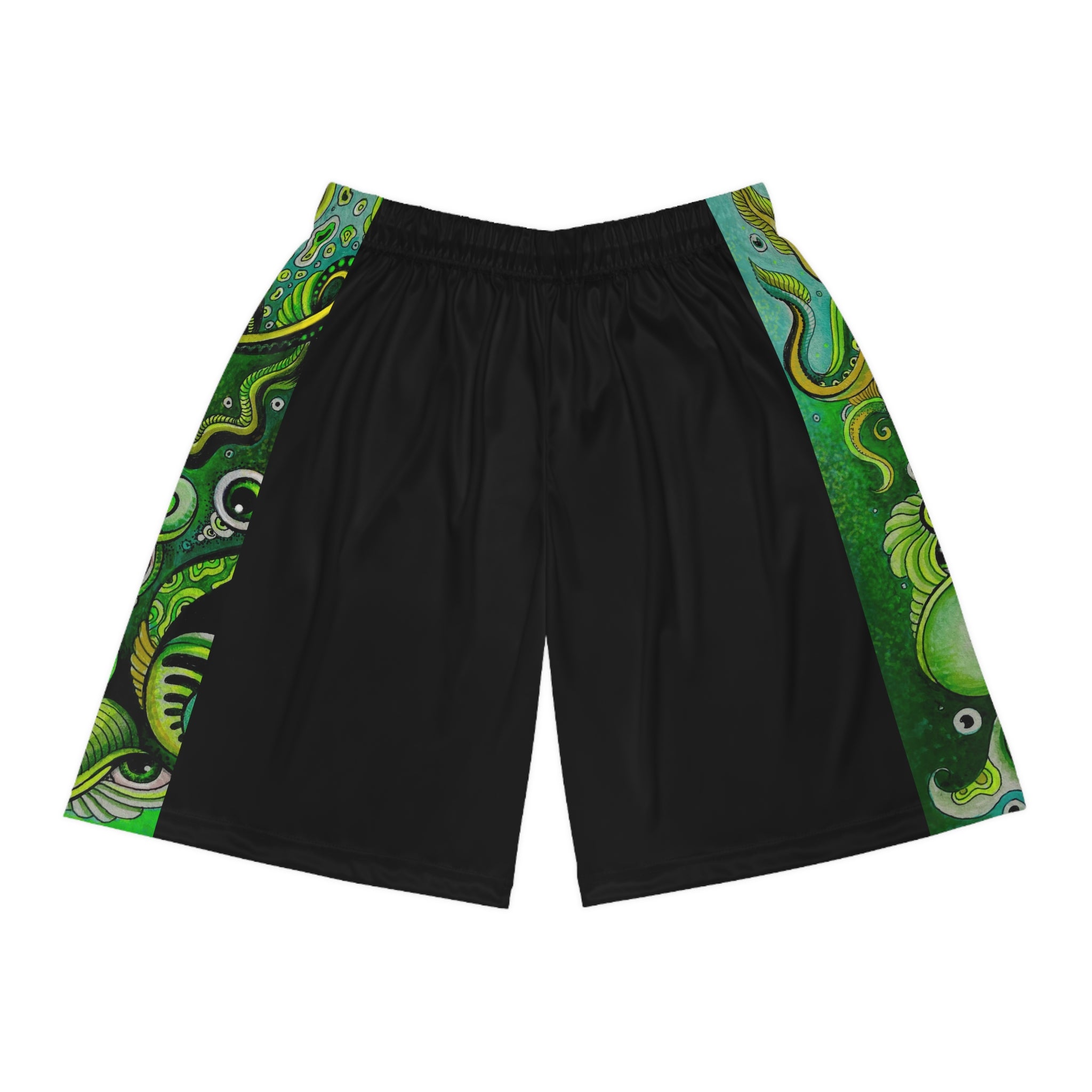 Green Abstract Octopus Basketball Shorts – All-Over Print Athletic Shorts #bsh12
