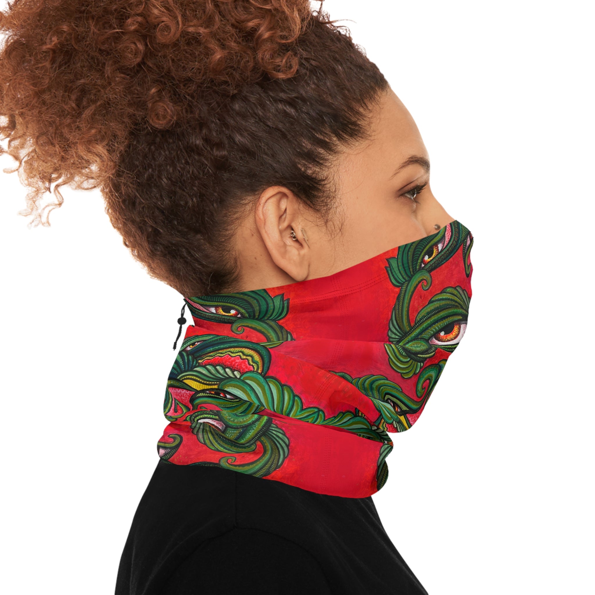Winter Neck Gaiter — Festive Red Green Kaleidoscope Face Mask #as249761