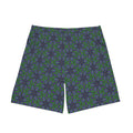 Floral Kaleidoscope Beach Shorts — Green & Indigo All-Over Print #sk08757