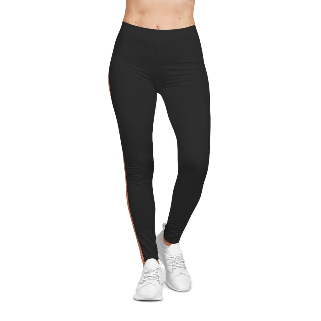 Black Side-Stripe Leggings — Slim Fit Women's Casual Activewear #h9869
