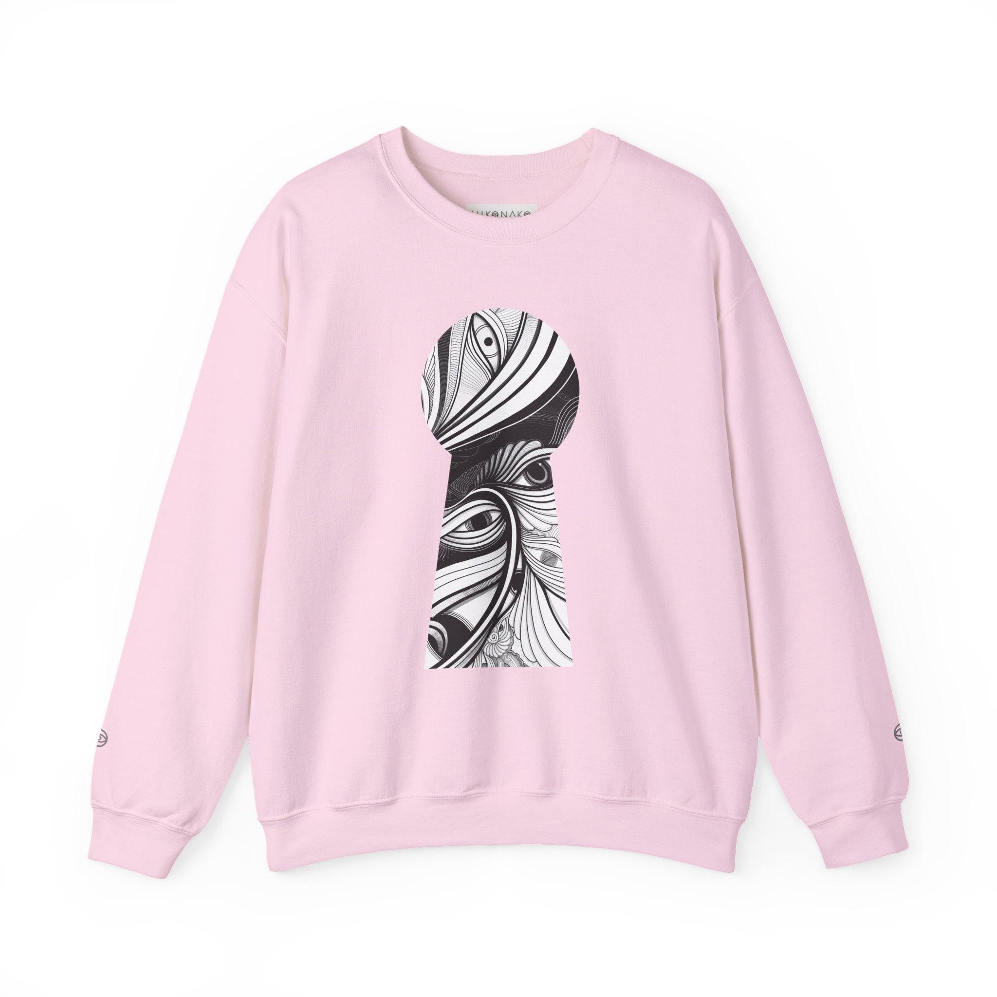 Crewneck Sweatshirt — Black & White Surreal Eye Keyhole Design #h5522168