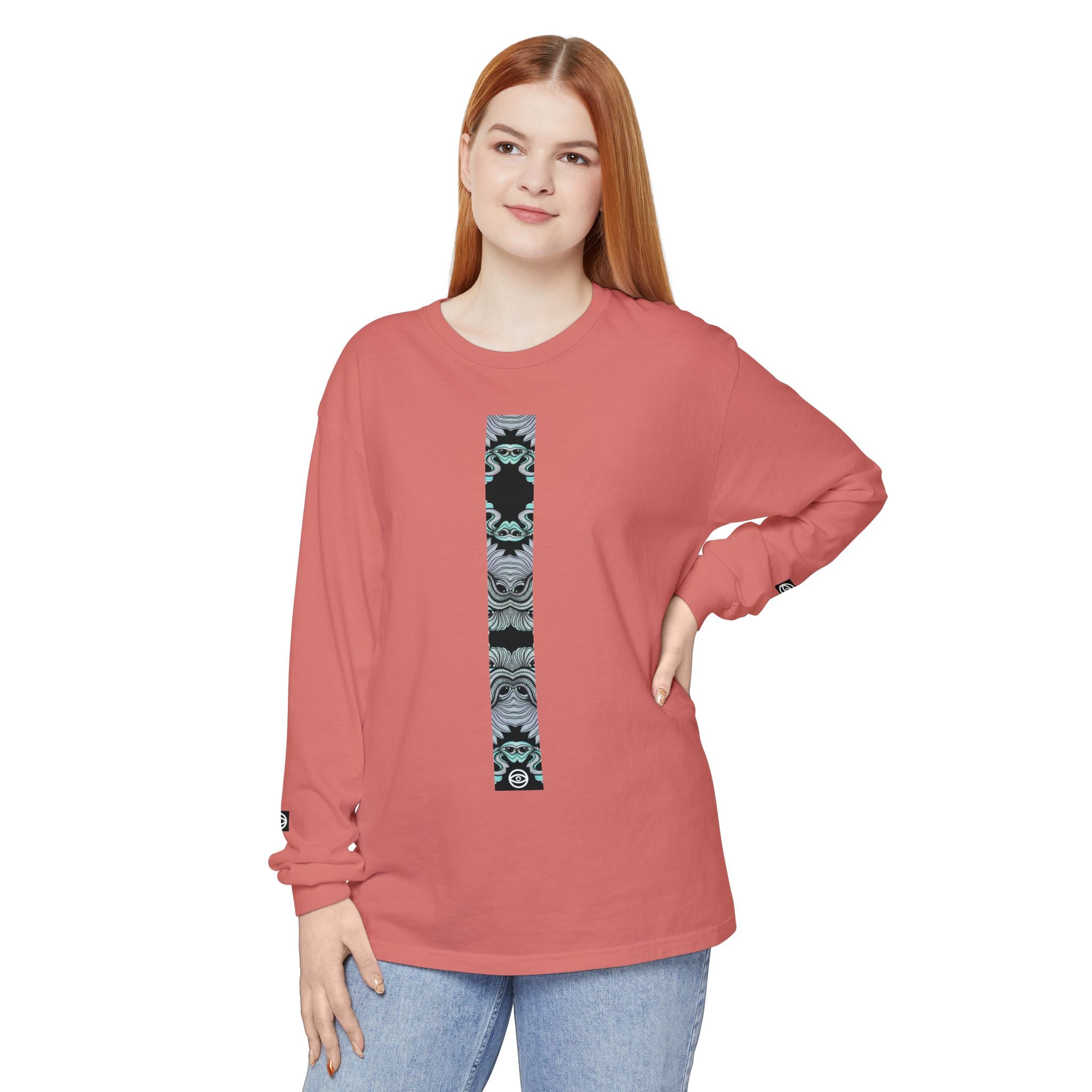 Men's/Women's Long Sleeve T-Shirt — Vertical Geometric Stripe Graphic #kjgd64258