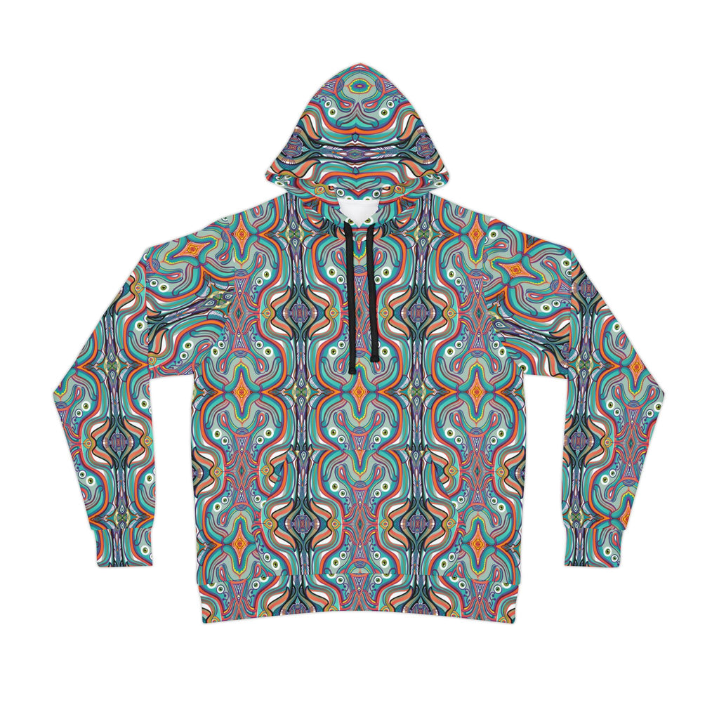 Psychedelic Pattern Athletic Hoodie — Colorful Symmetrical AOP Design #gf87654