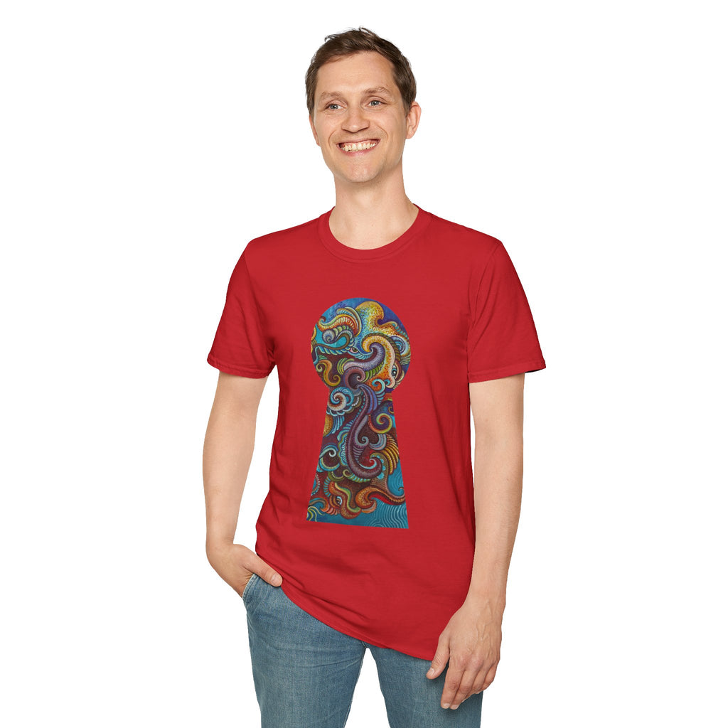 Psychedelic Keyhole T-Shirt — Colorful Swirl Art Tee #tsc8765